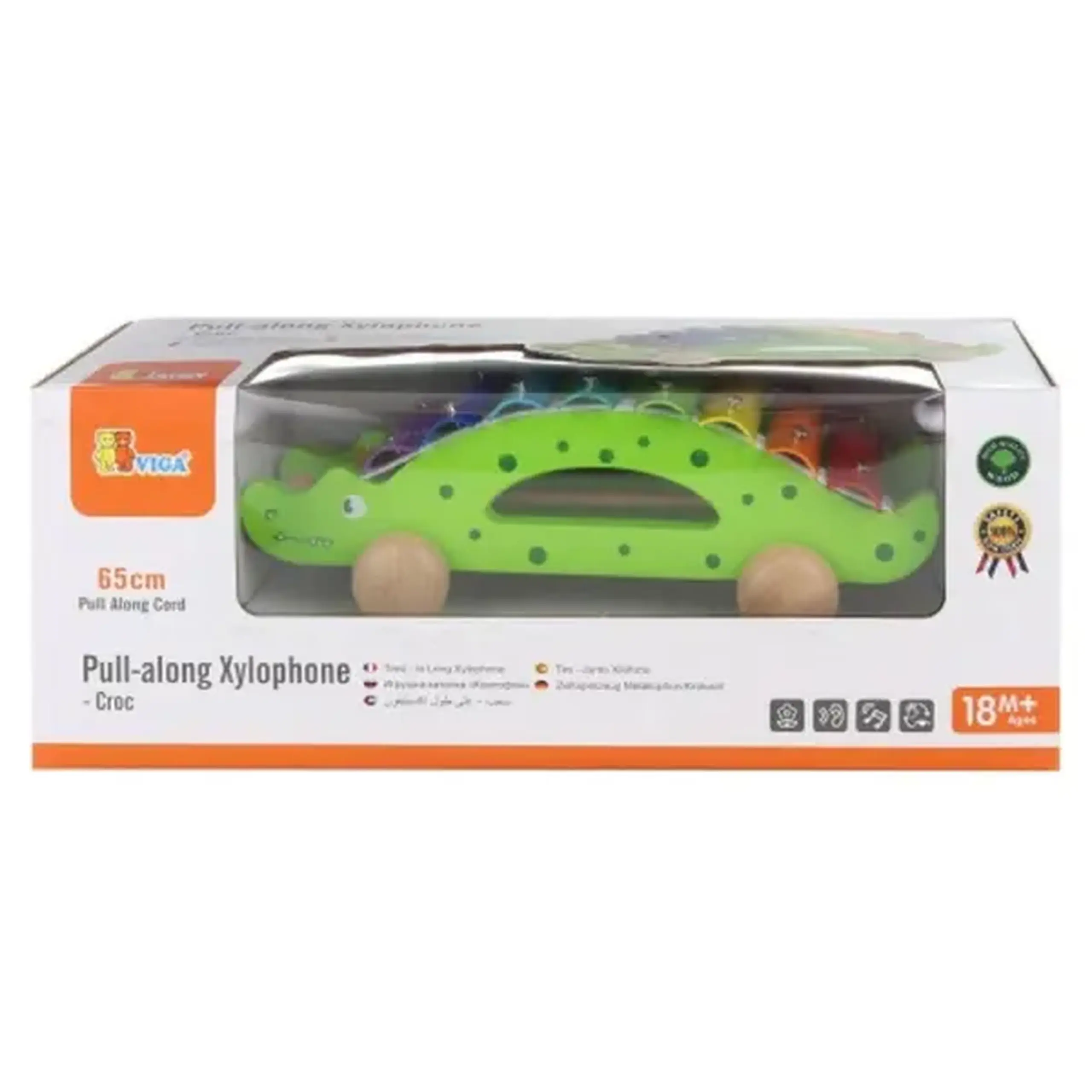 Jucarie de tras, cu șiret "Xilofon - Crocodil"