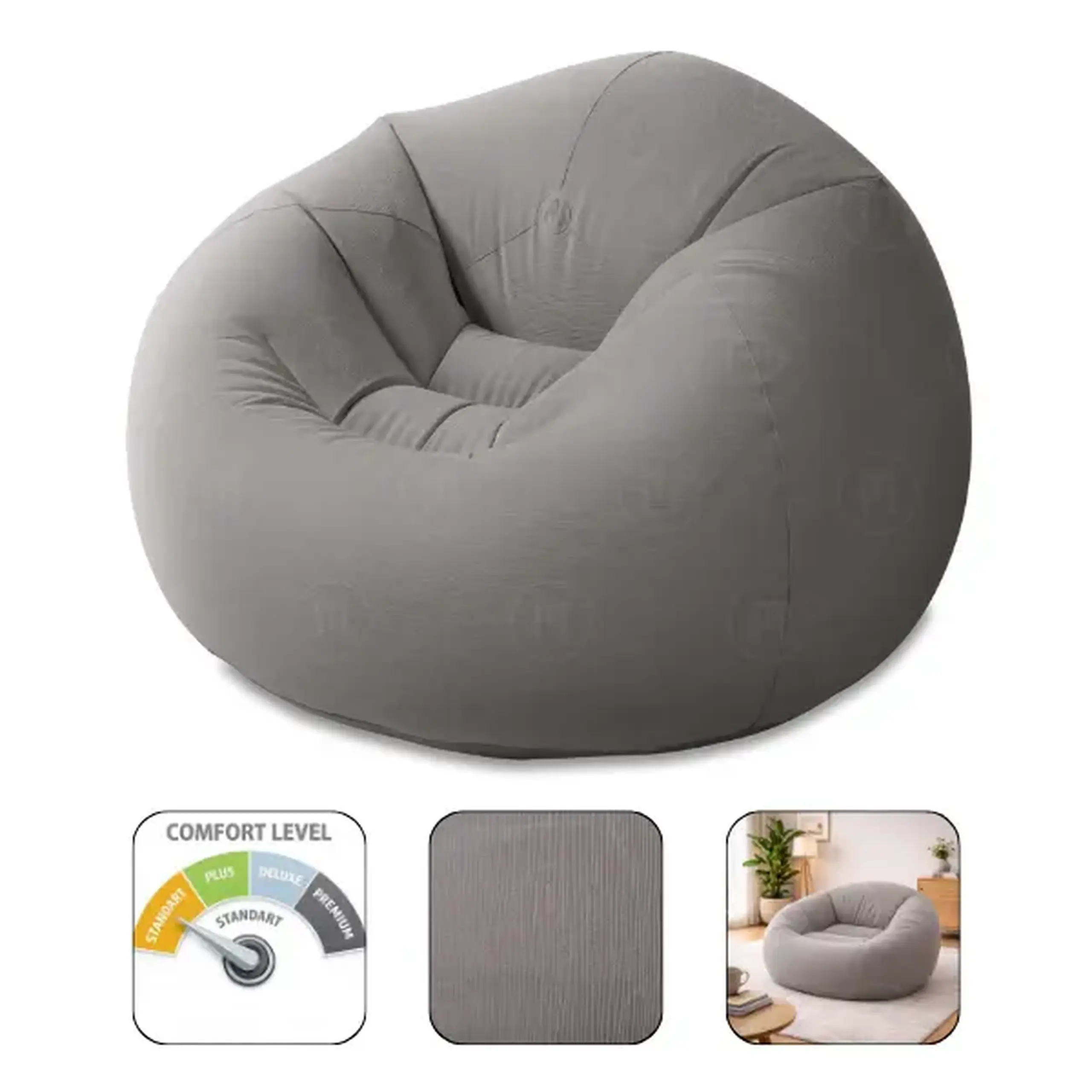 INTEX Fotoliu VELUR 114x114x71cm BEANLESS BAG