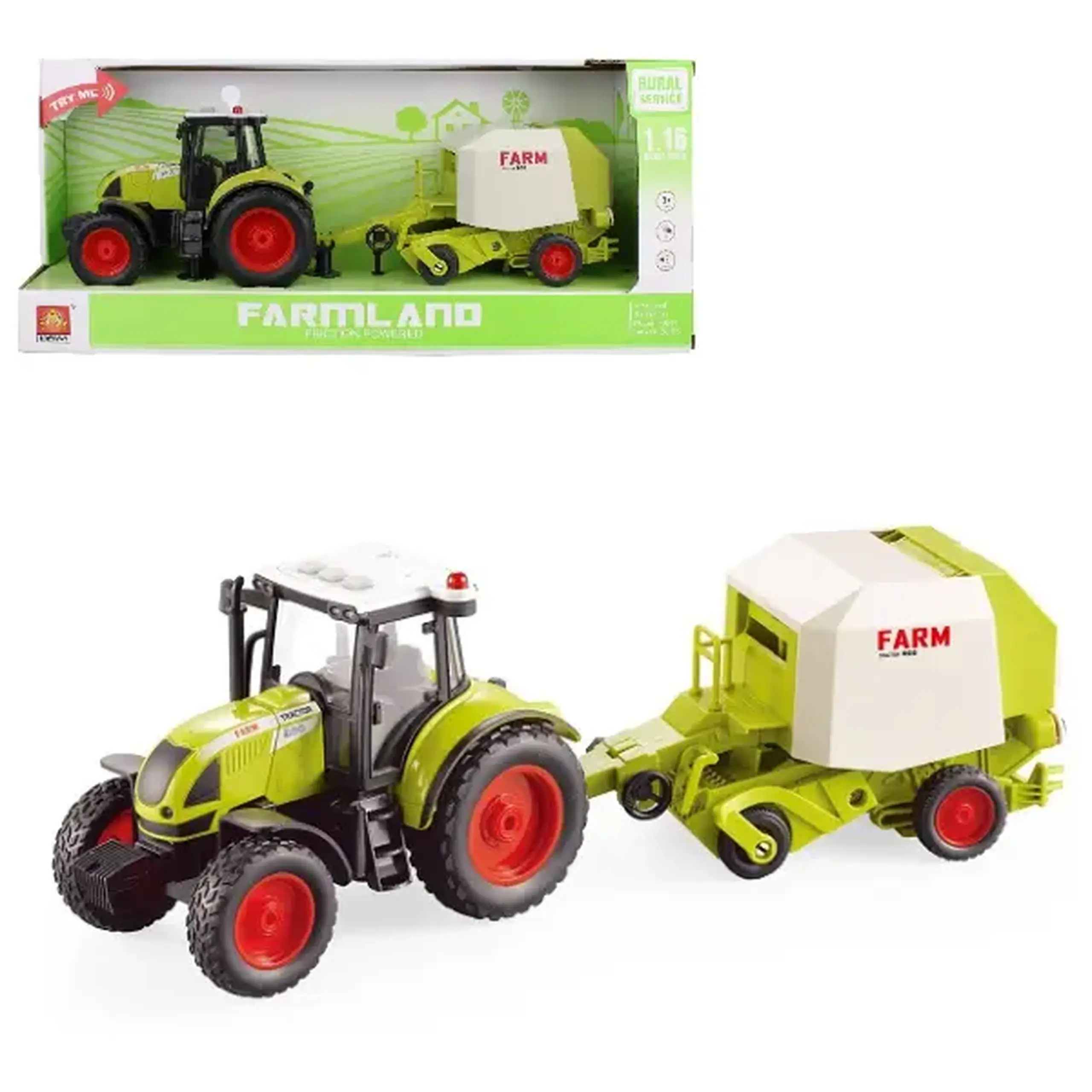 1:16 Tractor cu fricțiune "Trailered Farm Tractor" (lumina / sunet)