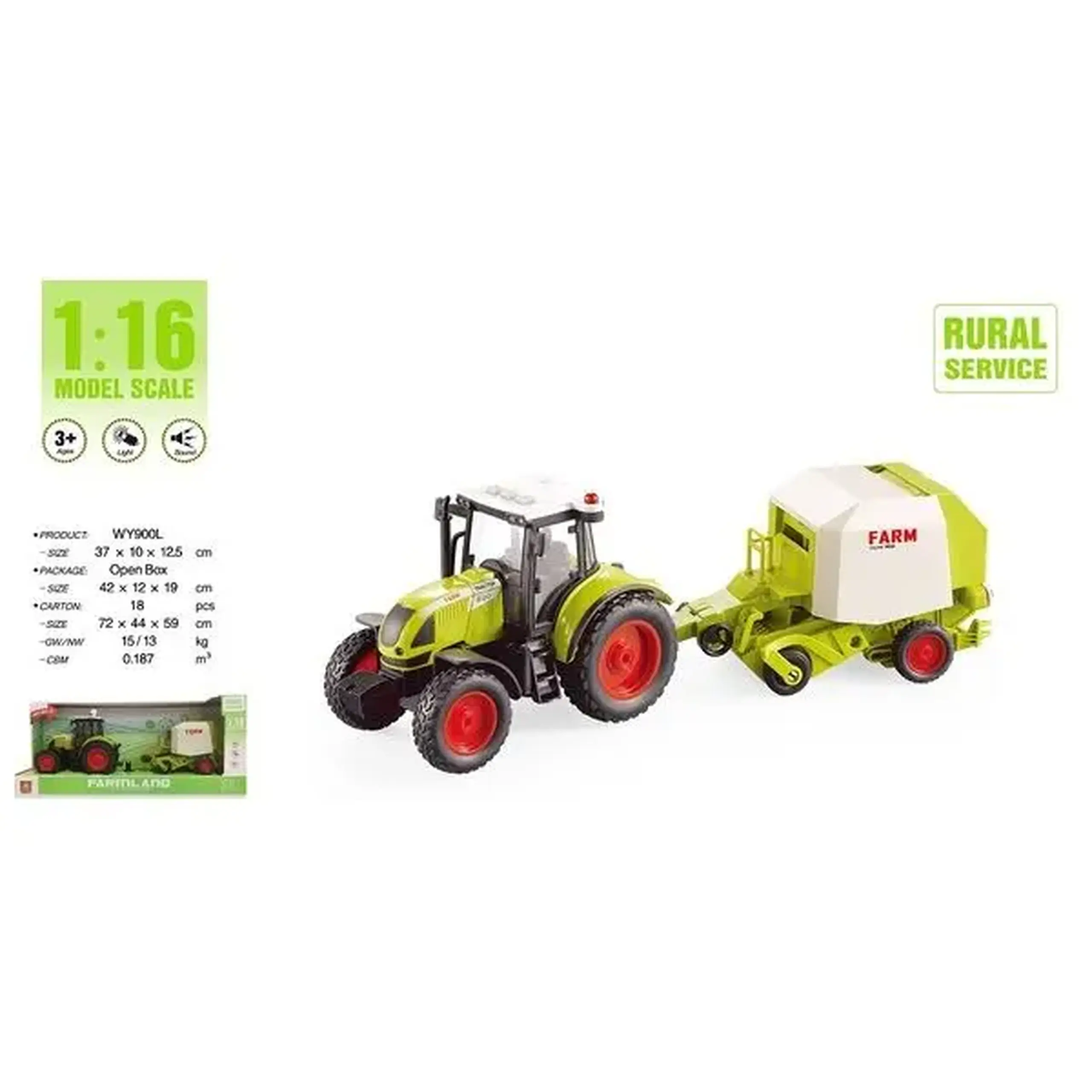1:16 Tractor cu fricțiune "Trailered Farm Tractor" (lumina / sunet)