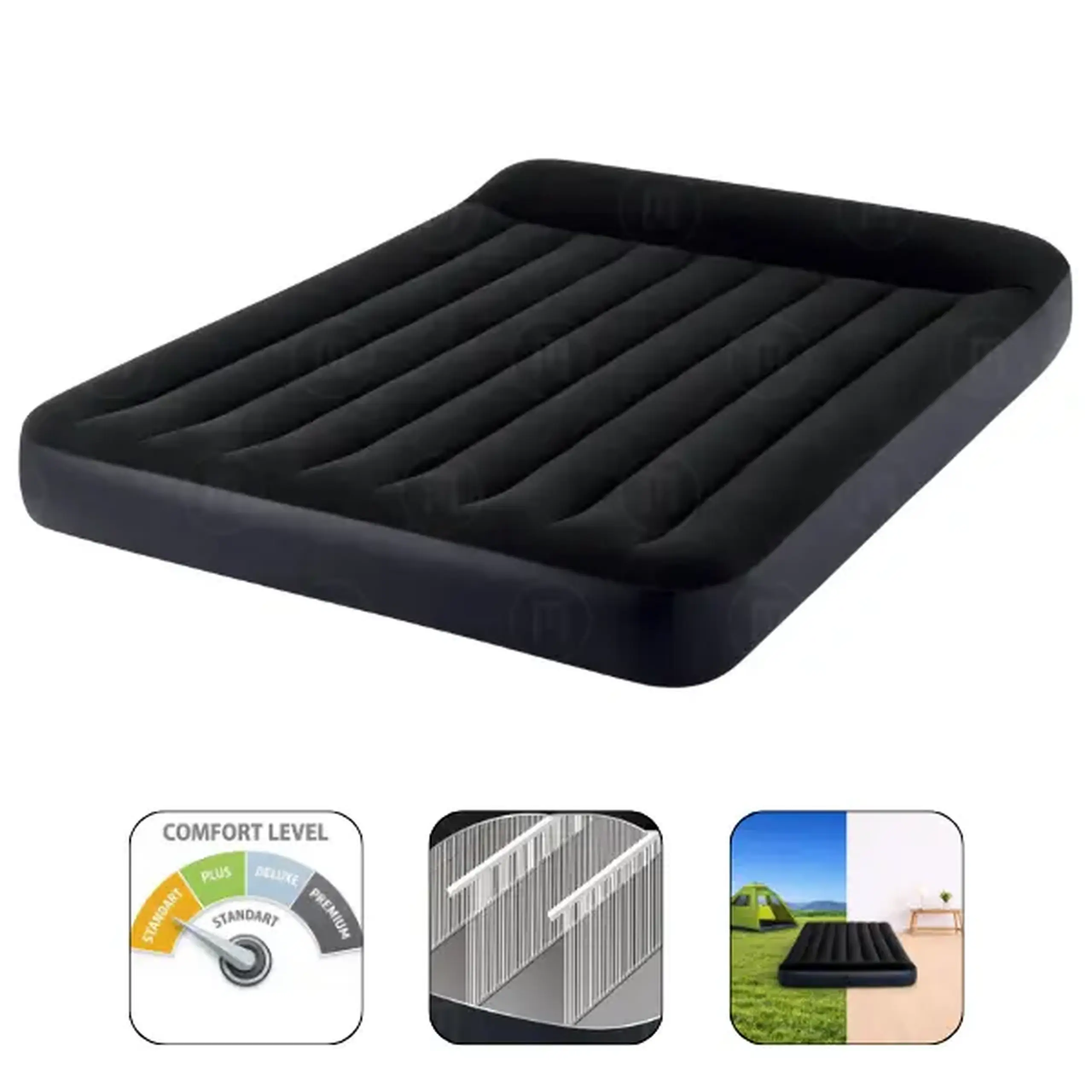 INTEX Saltea gonflabilă “Velur Classic” 152x203x25 cm cu tetieră, până la 272 kg