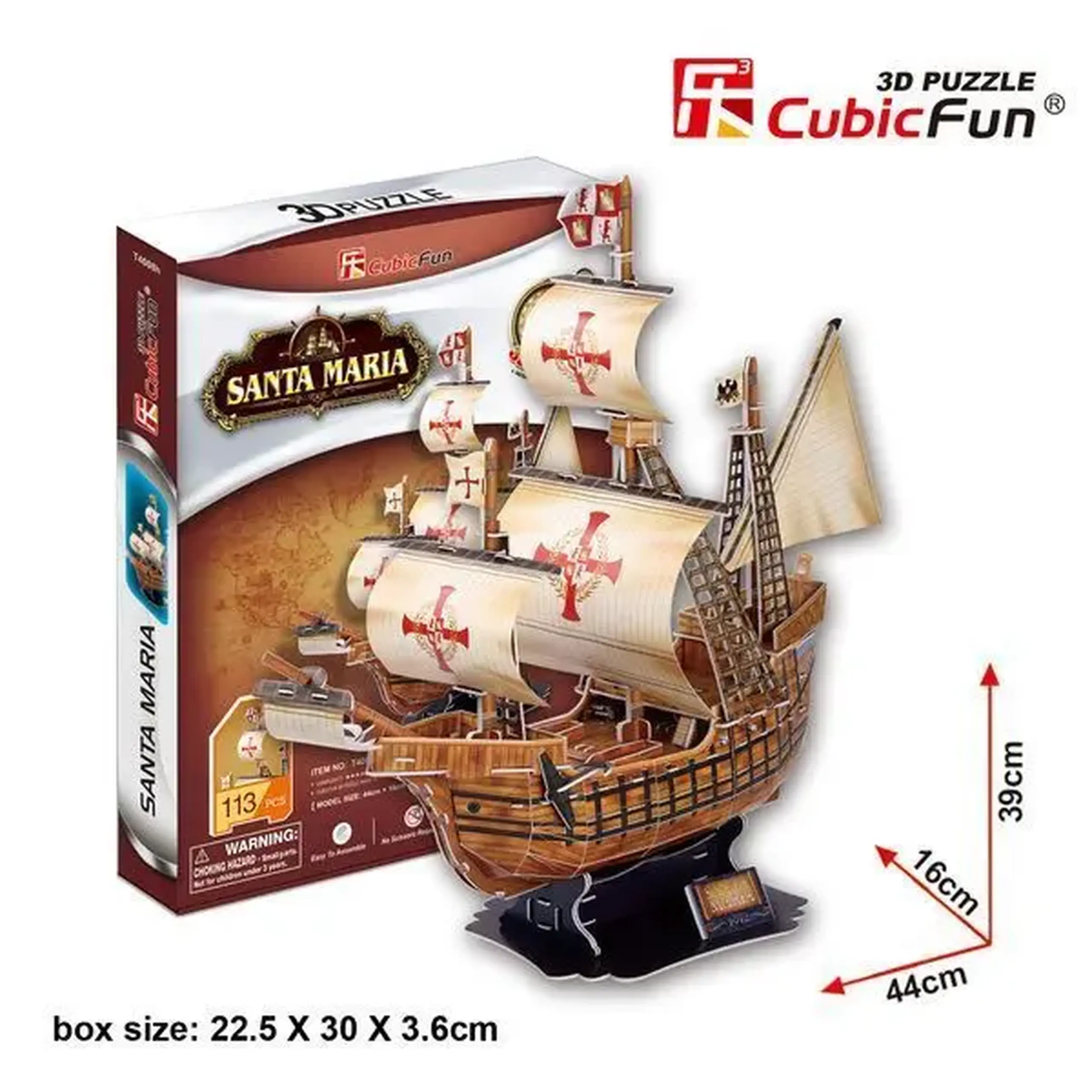 3D puzzle Corabia lui Columb „Santa Maria”, 113 elemente