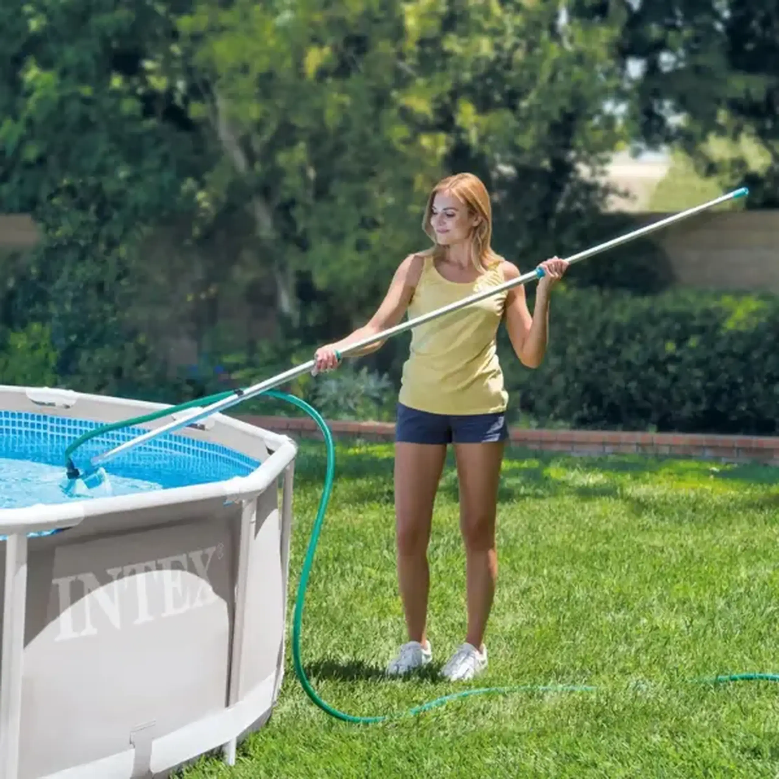 INTEX Set de curățare a piscinei: mâner telescopic de 239 cm, plasă, duză cu pungă