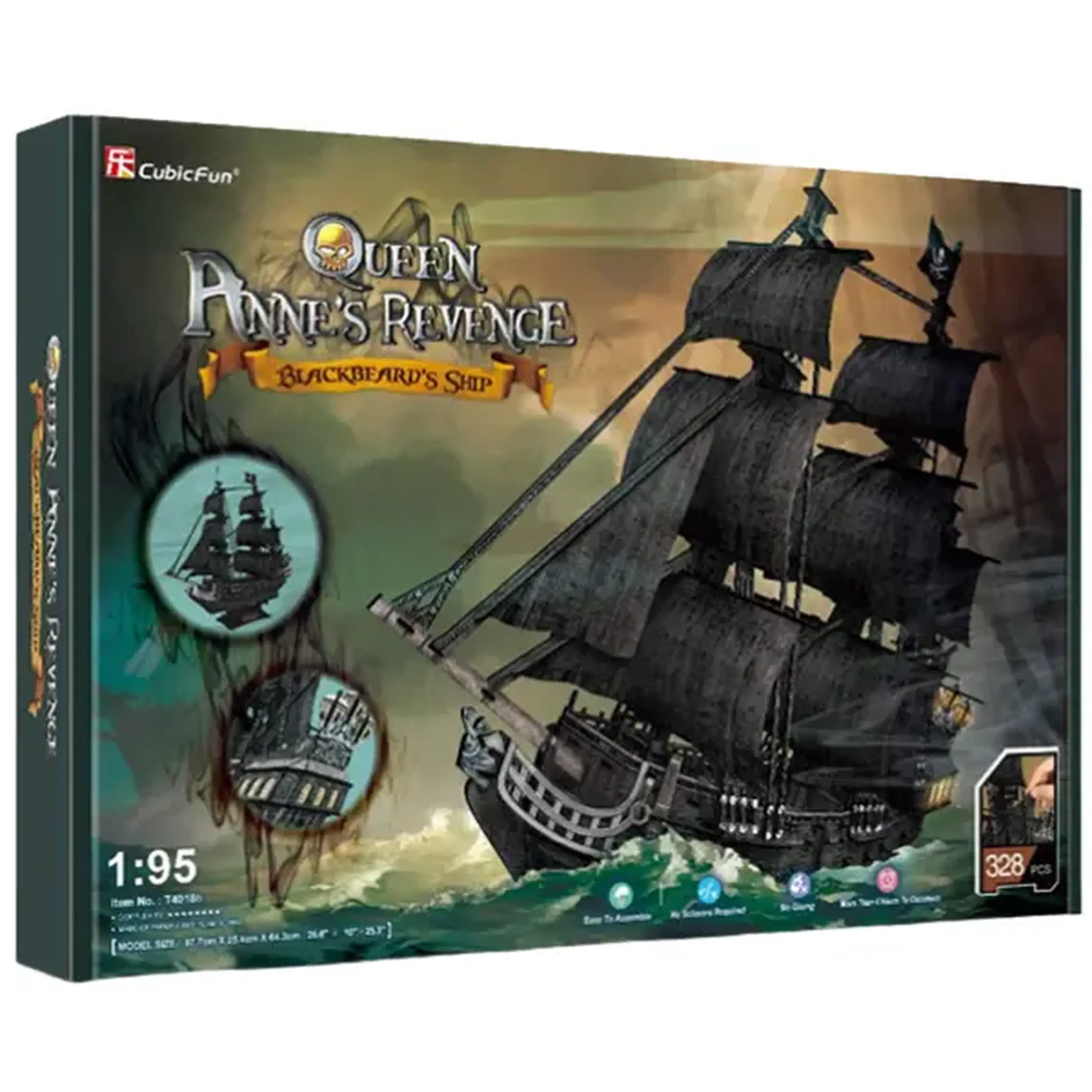 3D puzzle Corabie de pirați “Răzbunarea Reginei Anne”, 328 elemente
