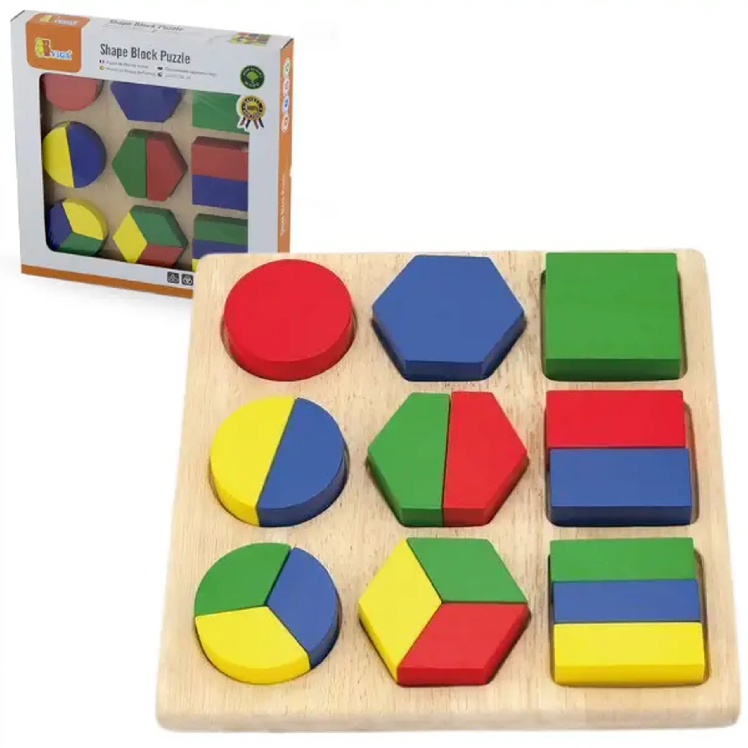 Puzzle sortator cu forme geometrice si fractii