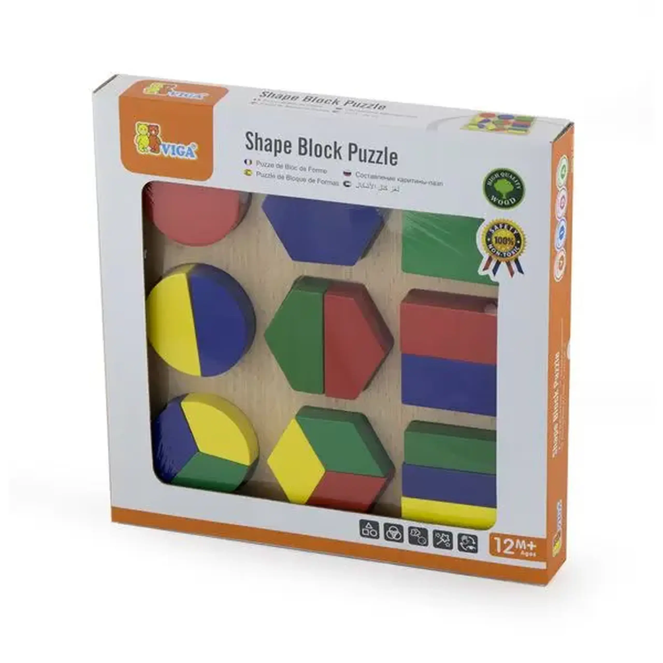 Puzzle sortator cu forme geometrice si fractii