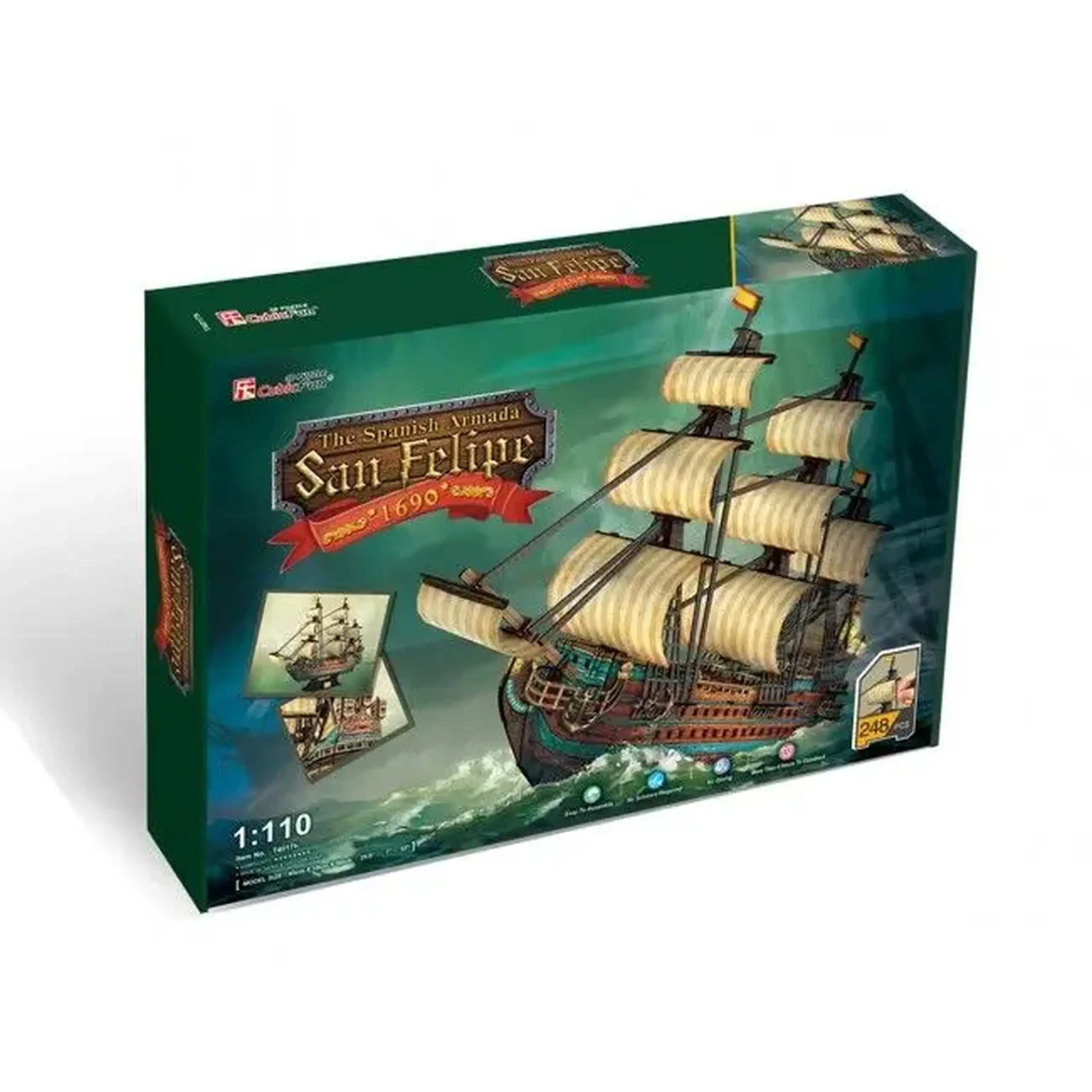 3D puzzle Galeonul „San Felipe”, 248 elemente