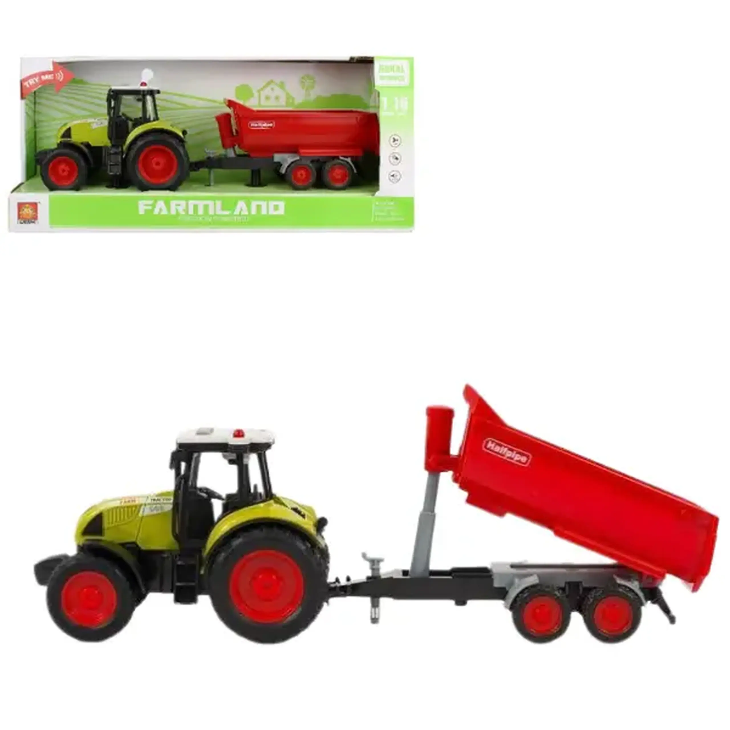 1:16 Tractor cu fricțiune "Trailered Farm Tractor" (lumina / sunet)