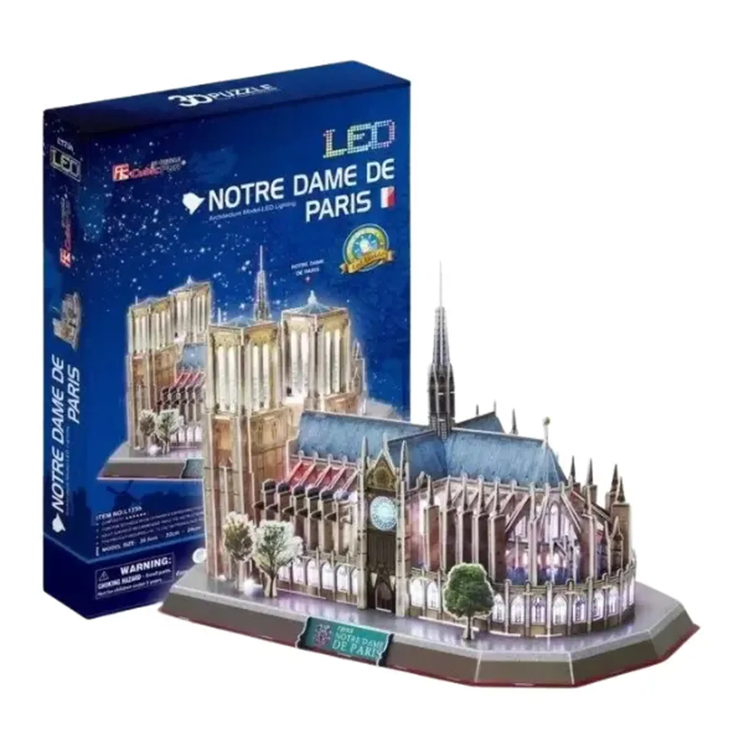 3D Puzzle „Notre Dame de Paris” cu iluminare LED, 149 elemente