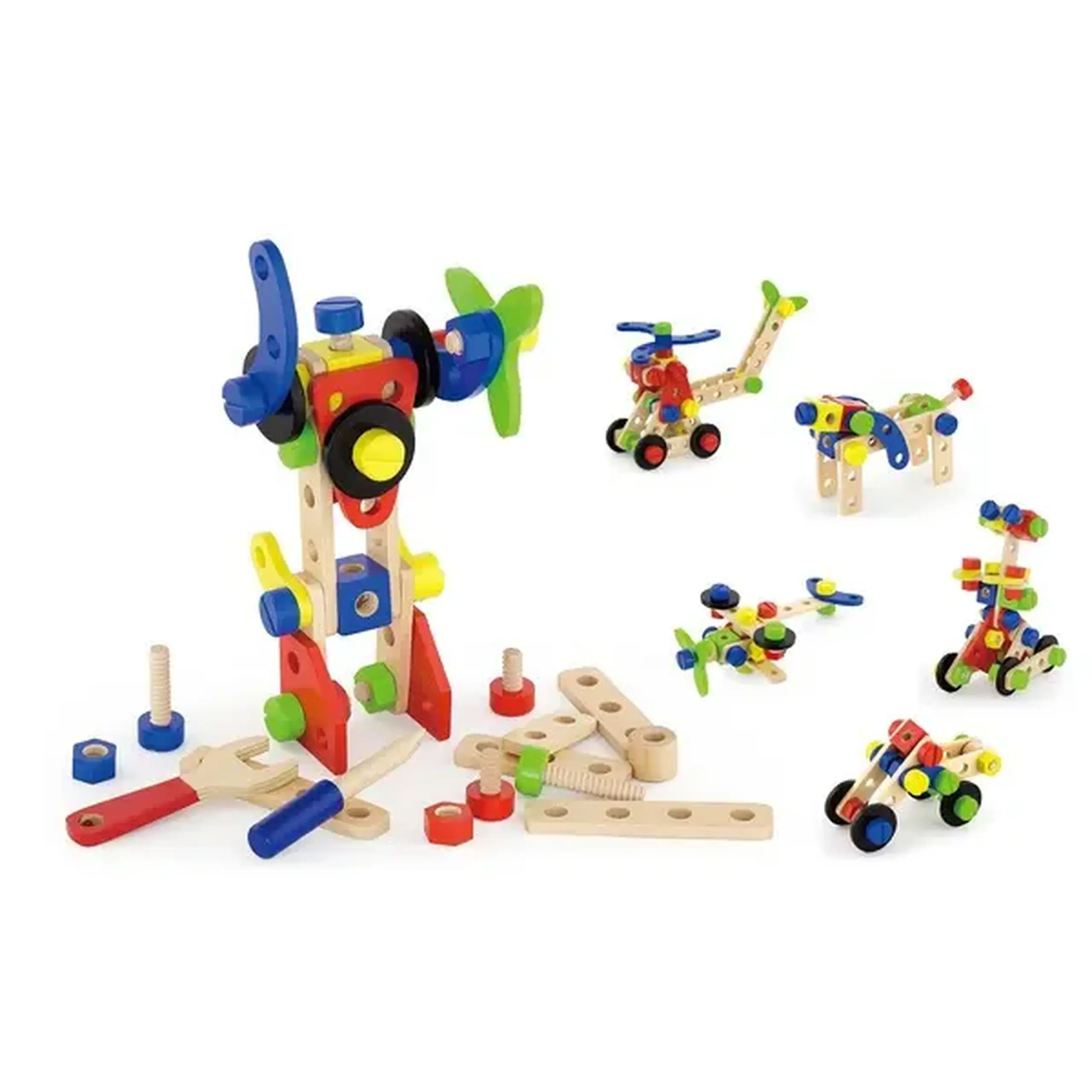 Constructor din lemn cu 68 de elemente