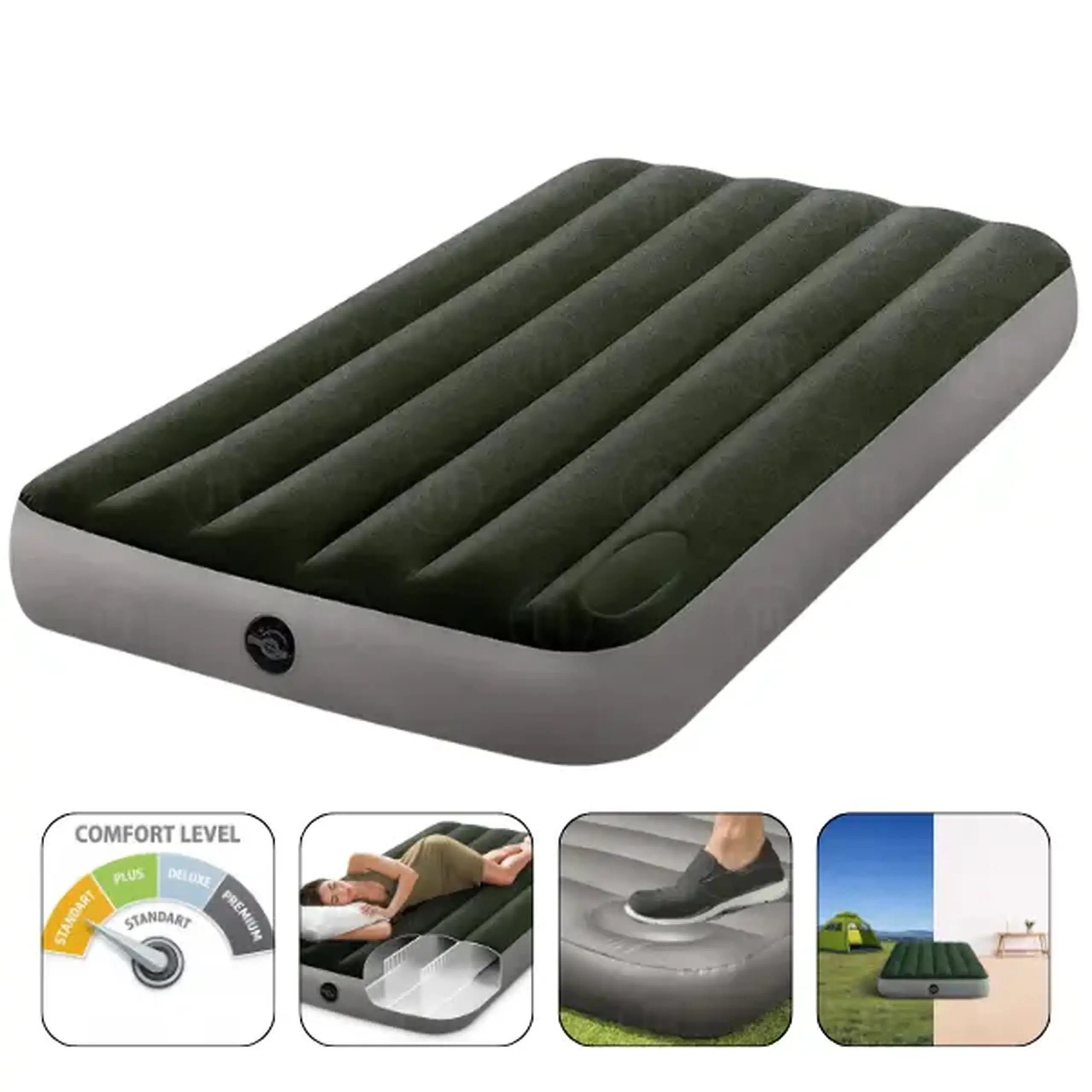 INTEX Saltea gonflabilă “Velur Downy” 99×191×25 cm cu pompă de picior integrată, până la 136 kg