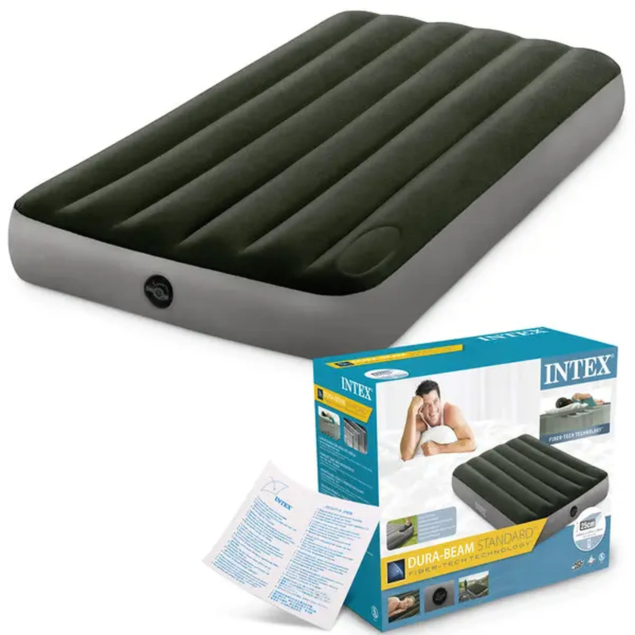 INTEX Saltea gonflabilă “Velur Downy” 99×191×25 cm cu pompă de picior integrată, până la 136 kg