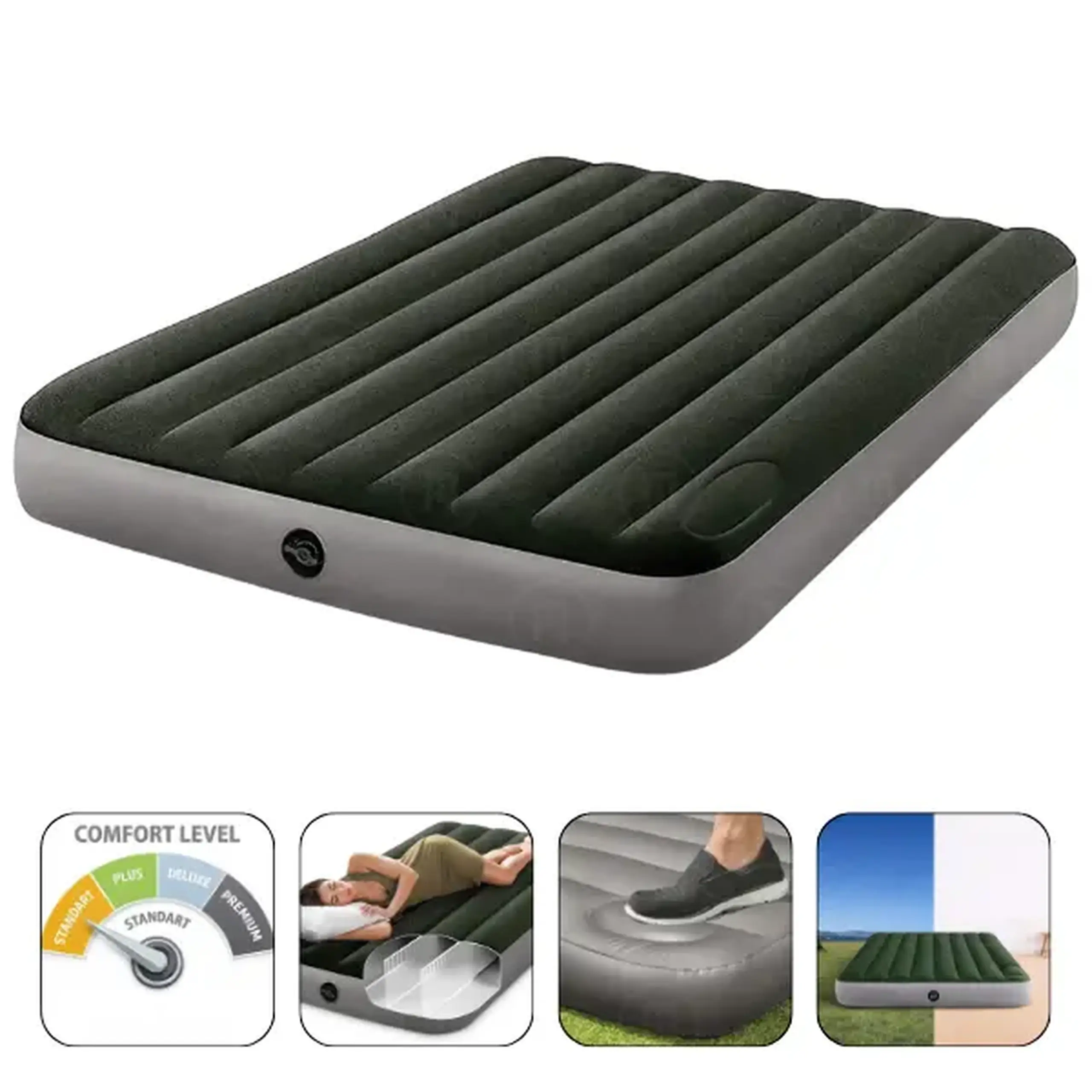 INTEX Saltea gonflabilă “Velur Downy” 137×191×25 cm cu pompă de picior integrată, până la 272 kg