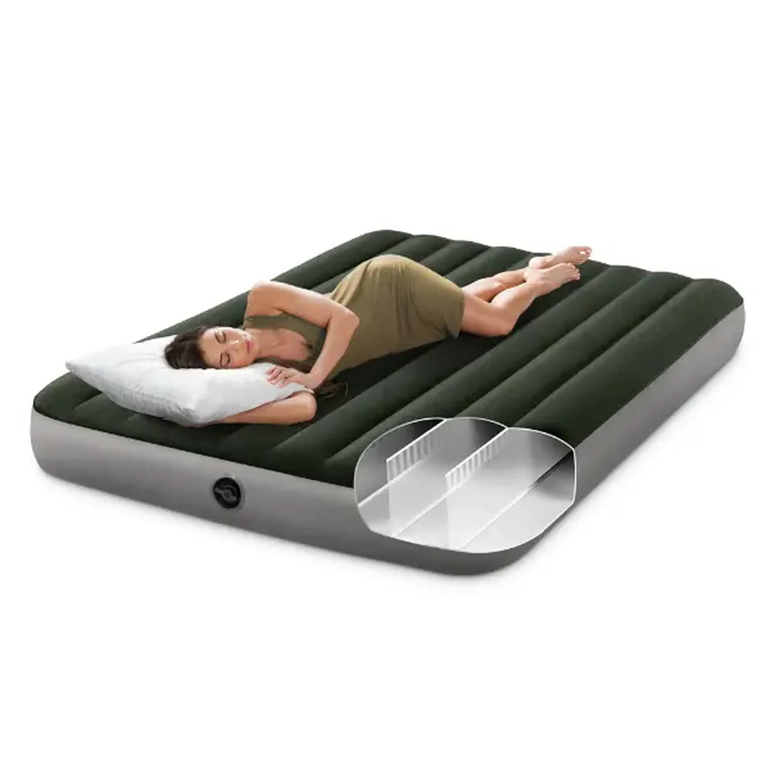 INTEX Saltea gonflabilă “Velur Downy” 152x203x25 cm cu pompă de picior integrată, până la 272 kg
