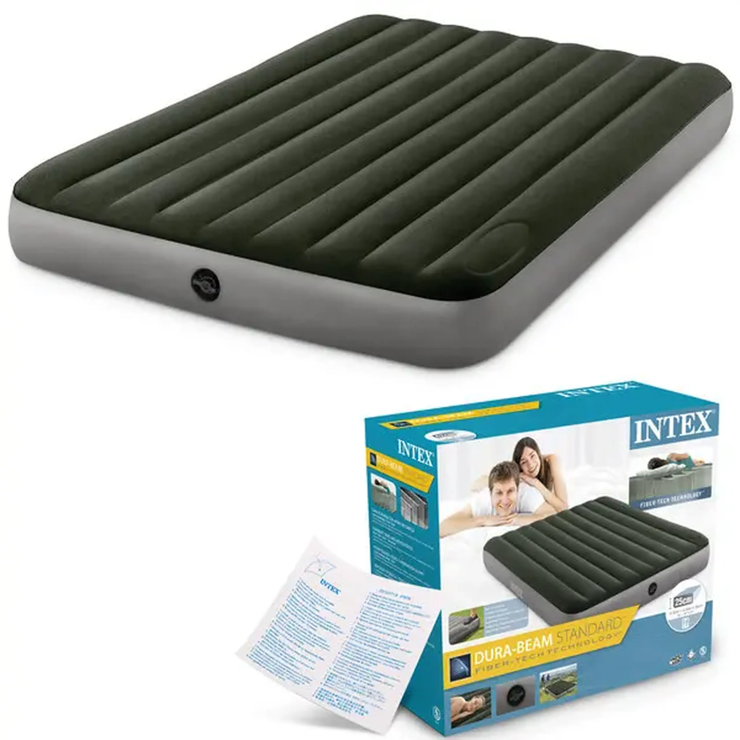 INTEX Saltea gonflabilă “Velur Downy” 152x203x25 cm cu pompă de picior integrată, până la 272 kg