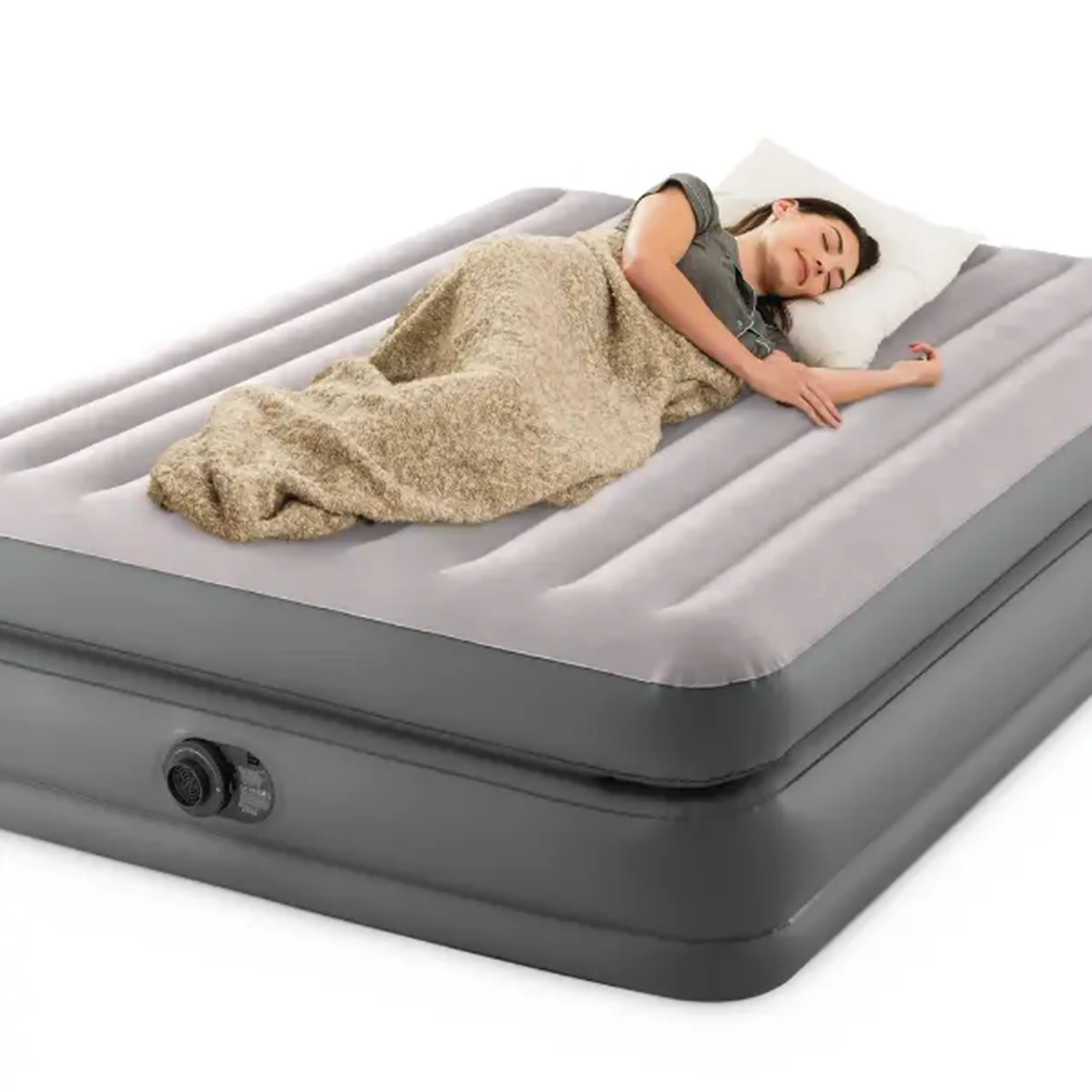 INTEX Pat gonflabil “Velur Comfort-Plush” 152х203х51 cm cu pompă încorporată 220V, până la 272 kg