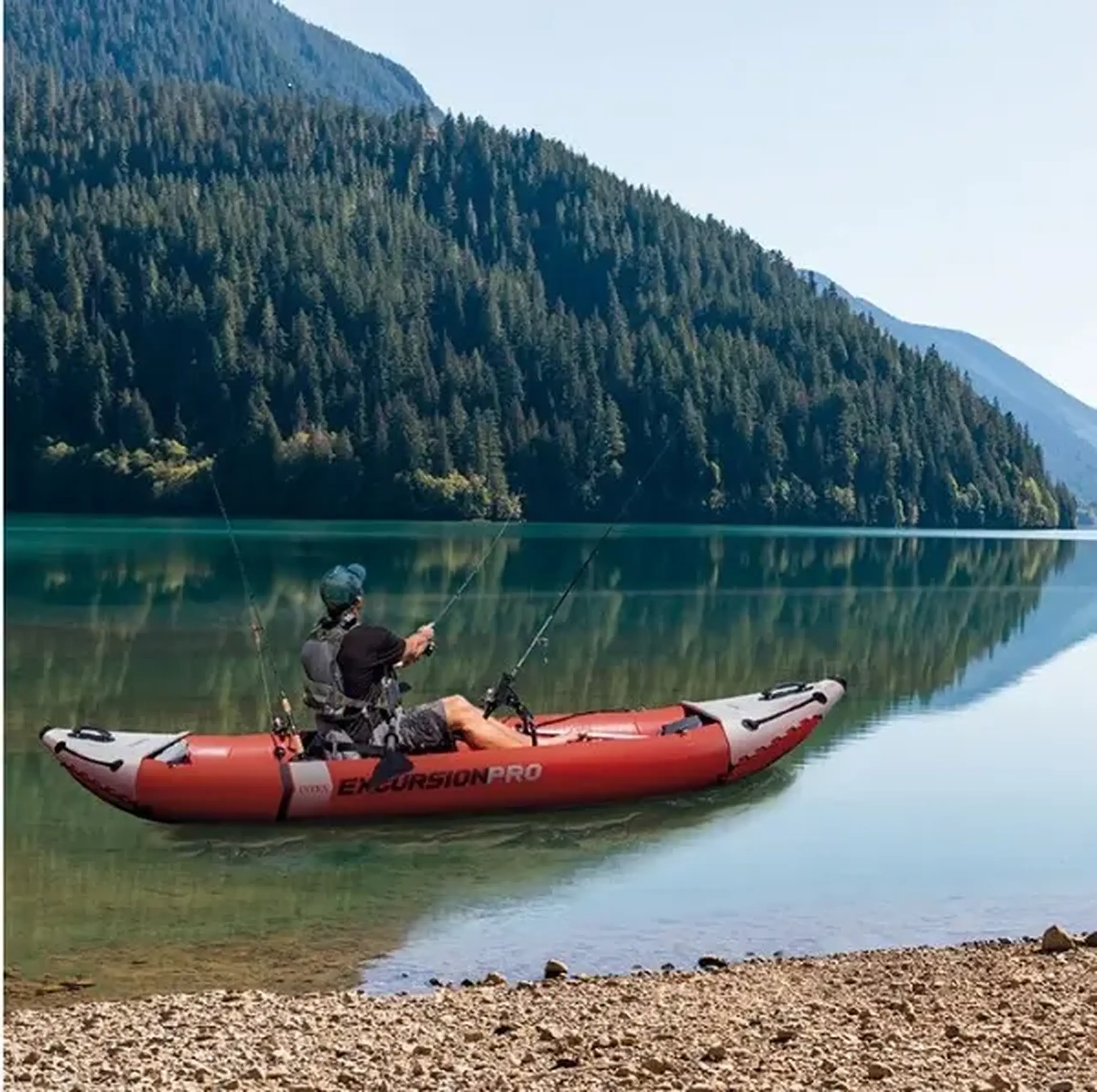 INTEX Caiac gonflabil “Excursion Pro K2” cu vâsle și pompă, 384x94x46 cm, până la 180 kg