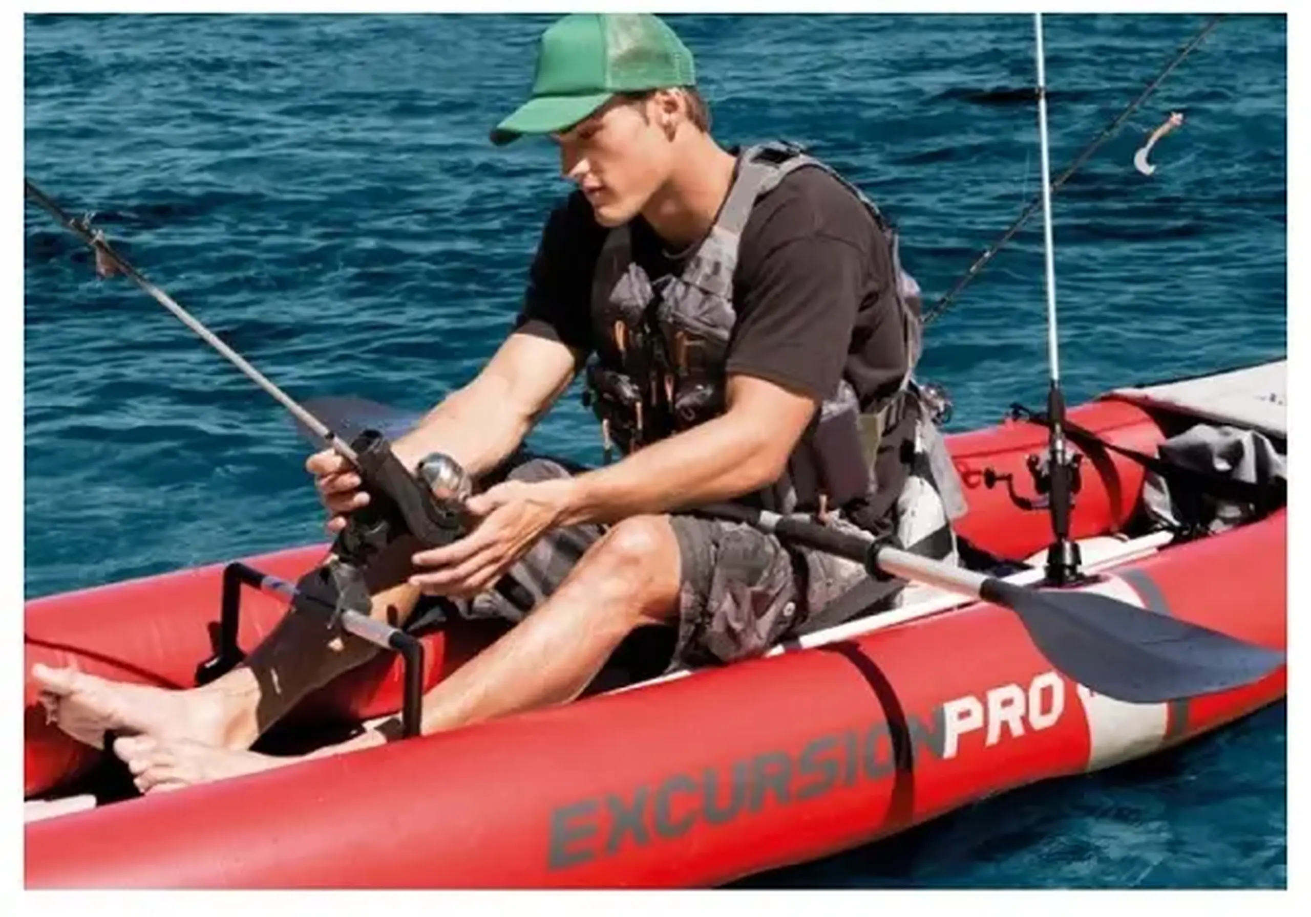 INTEX Caiac gonflabil “Excursion Pro K2” cu vâsle și pompă, 384x94x46 cm, până la 180 kg