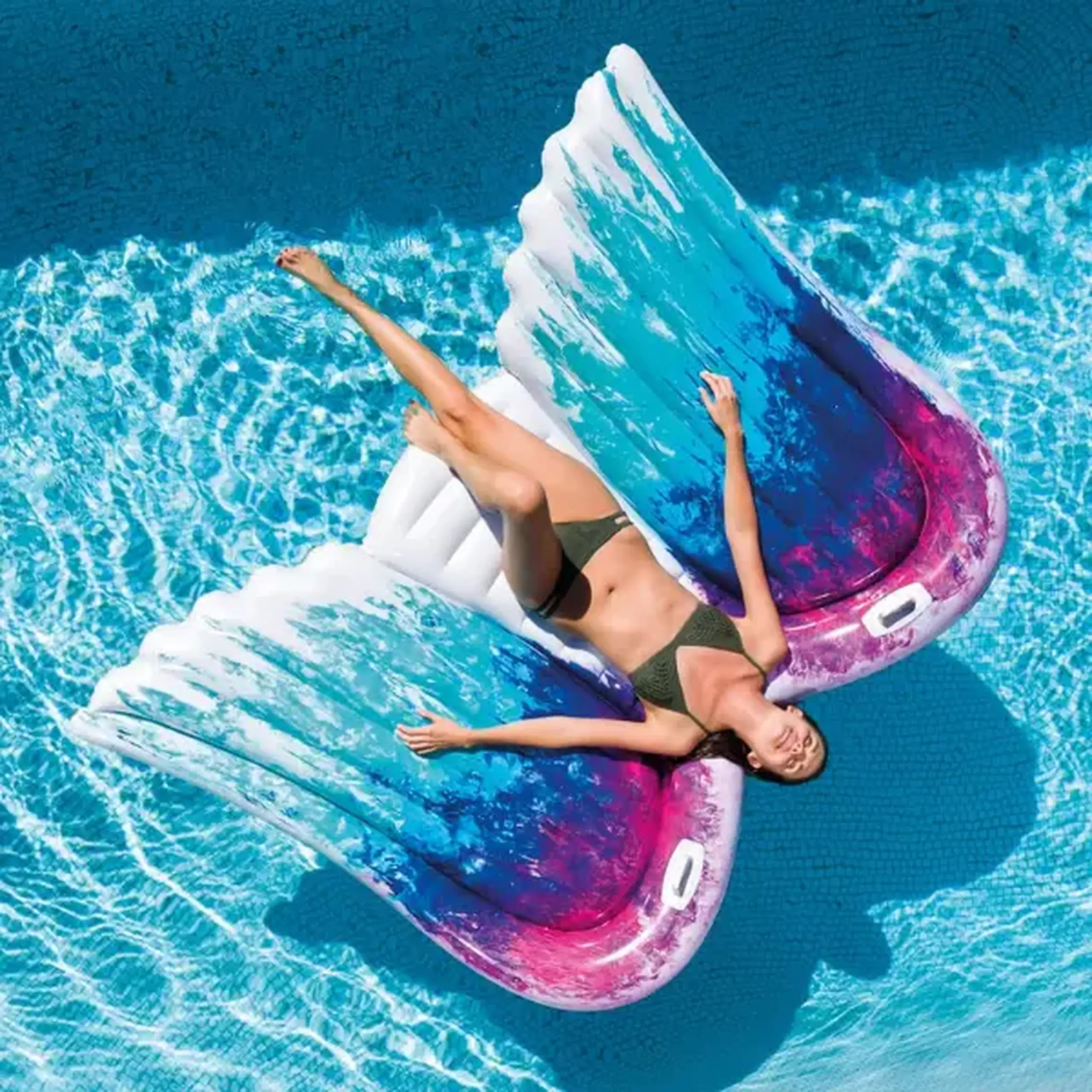 INTEX Plută-saltea gonflabilă “Aripi de înger” cu mânere, 216x155x20 cm, până la 100 kg