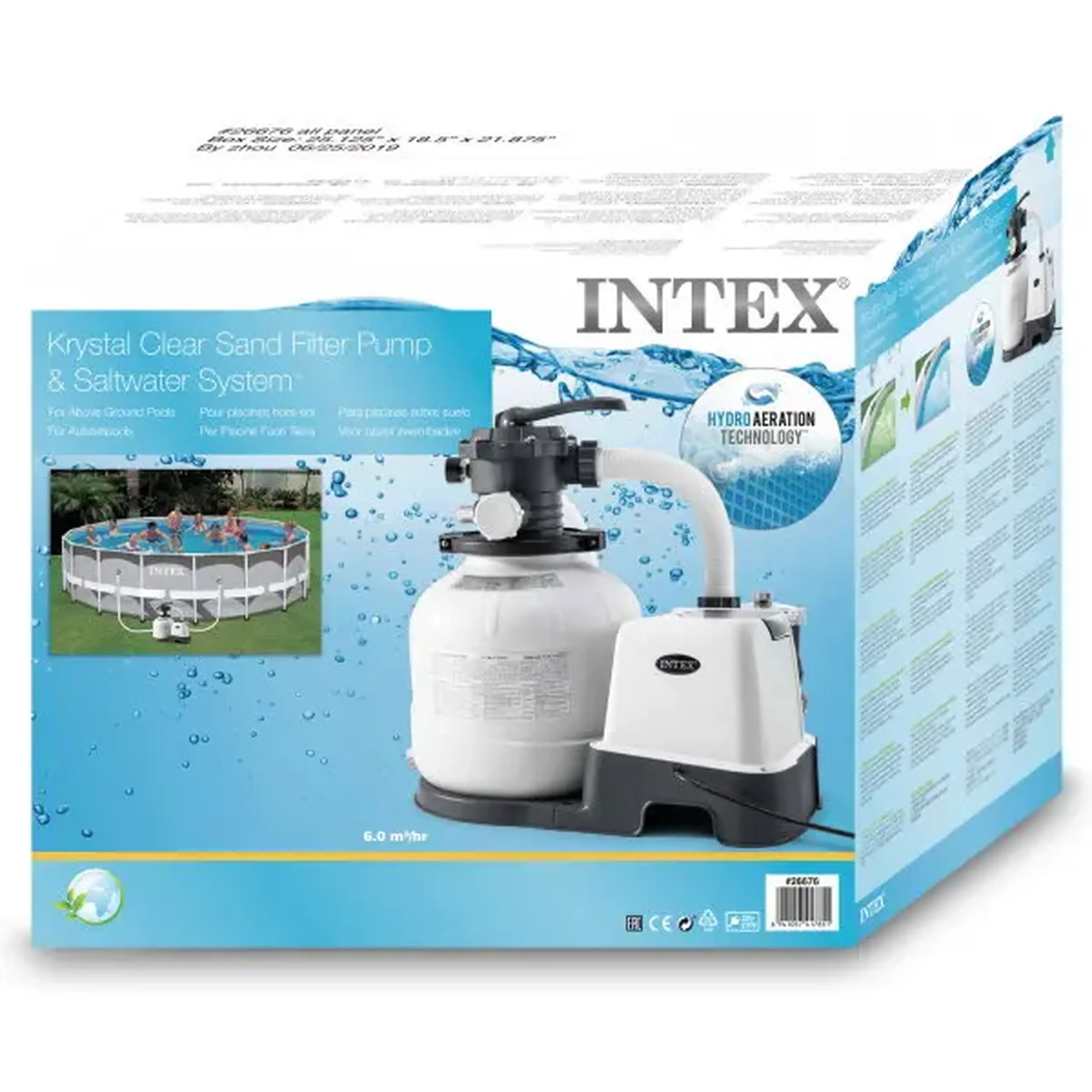 INTEX Pompă de filtrare cu nisip și generator de clor “Krystal Clear QX2100”, rezervor de nisip 35 kg, capacitate 7900 l/oră
