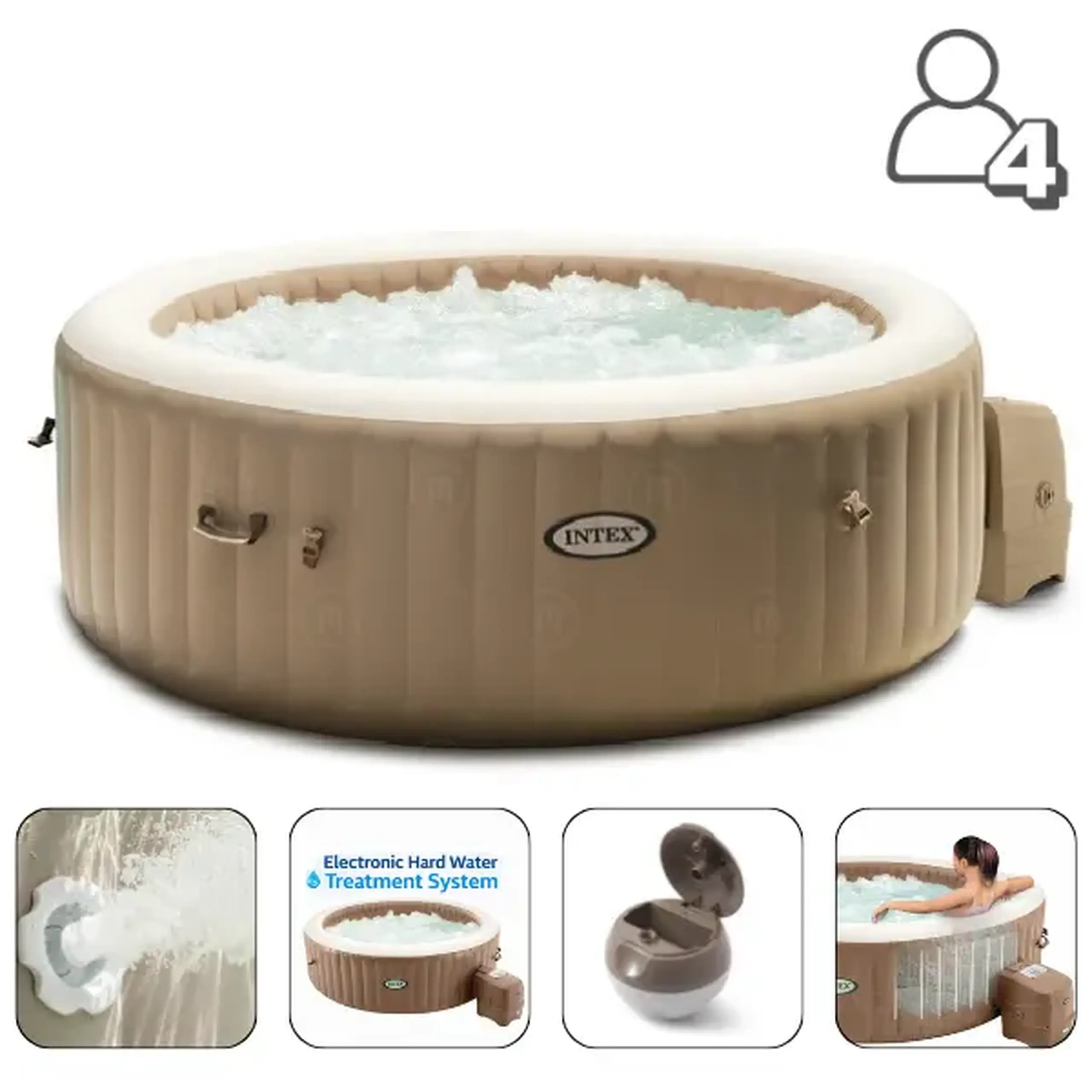 INTEX Jacuzzi SPA gonflabil “Bubble Massage” 196х71 cm, 795L, 4 persoane