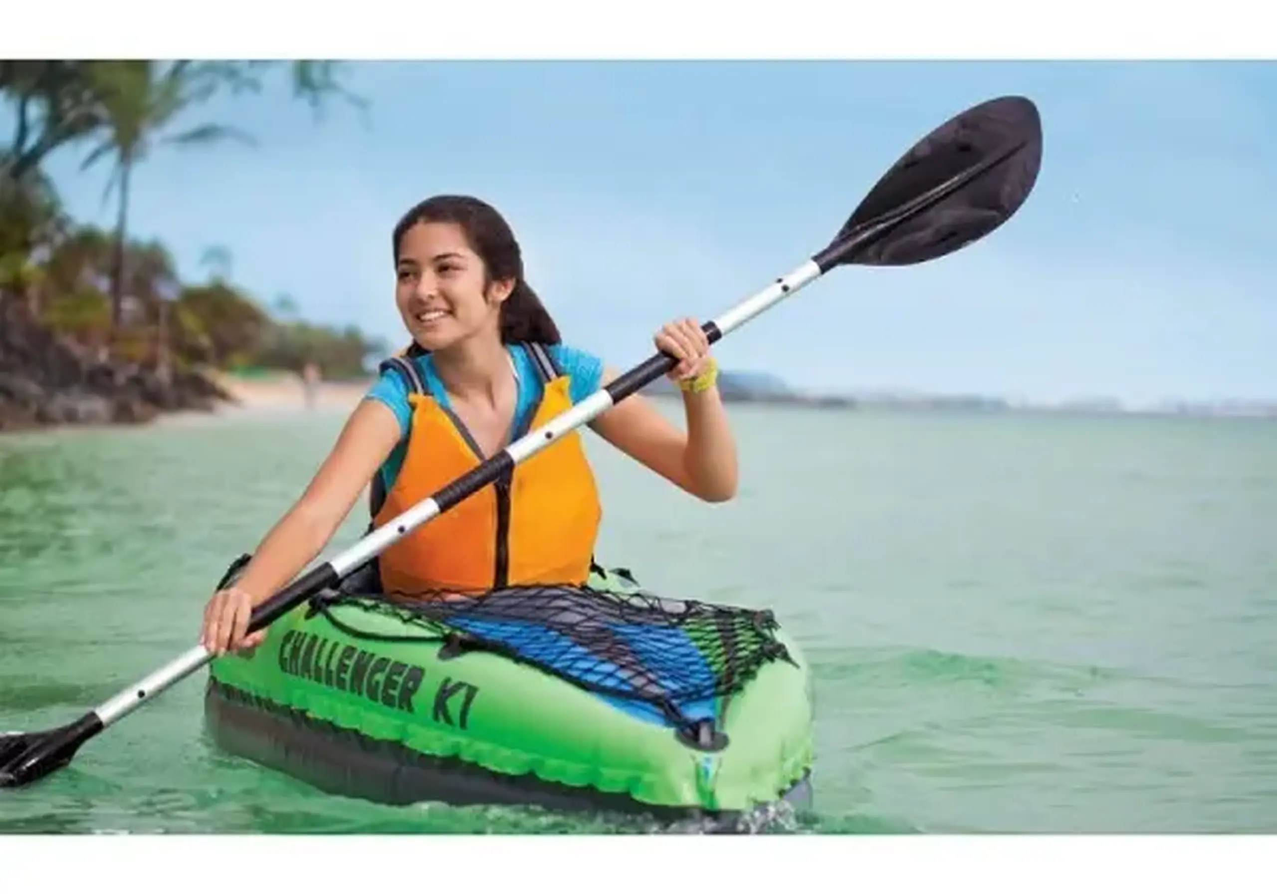 INTEX Caiac gonflabil “Challenger K1” cu vâsle și pompă, 274x76x33 cm, până la 100 kg