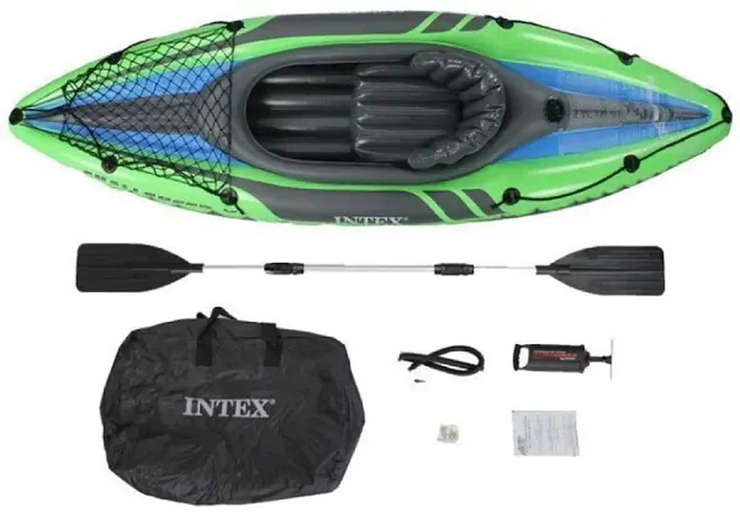 INTEX Caiac gonflabil “Challenger K1” cu vâsle și pompă, 274x76x33 cm, până la 100 kg