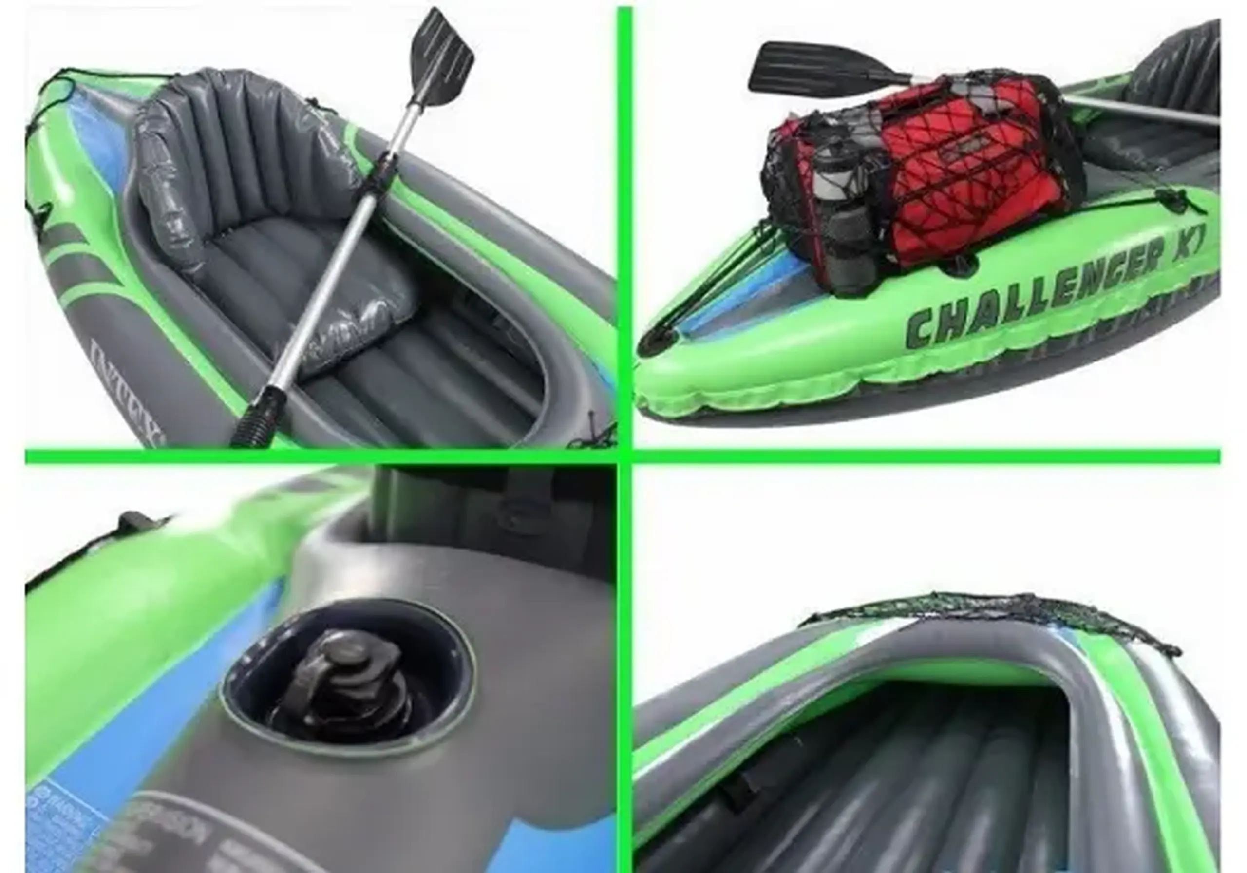 INTEX Caiac gonflabil “Challenger K1” cu vâsle și pompă, 274x76x33 cm, până la 100 kg