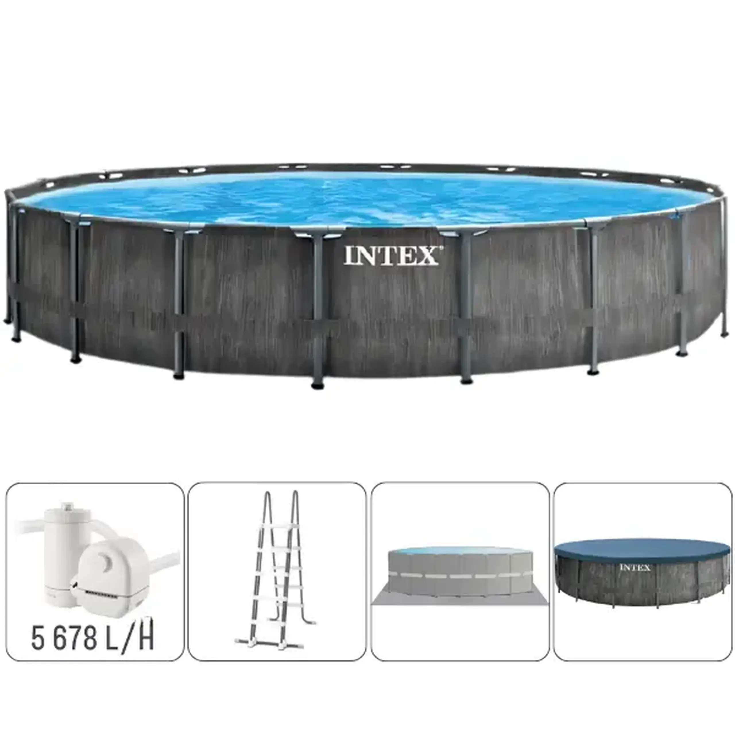 INTEX Piscină GREYWOOD PRISM FRAME PREMIUM 549х122cm, 24311L, cadru metalic, cu pompă de filtrare