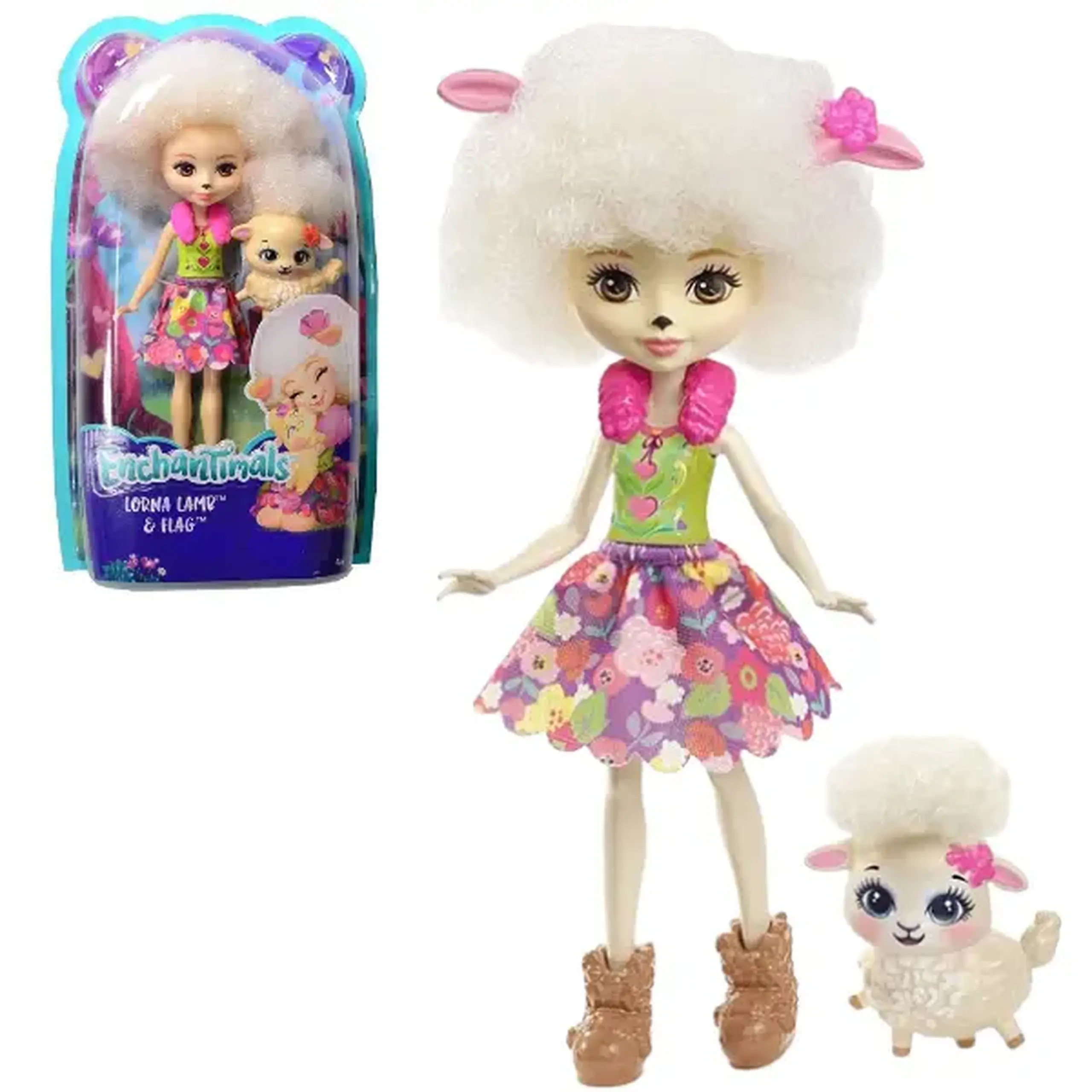 Papusa Enchantimals Lorna Lamb & Flag
