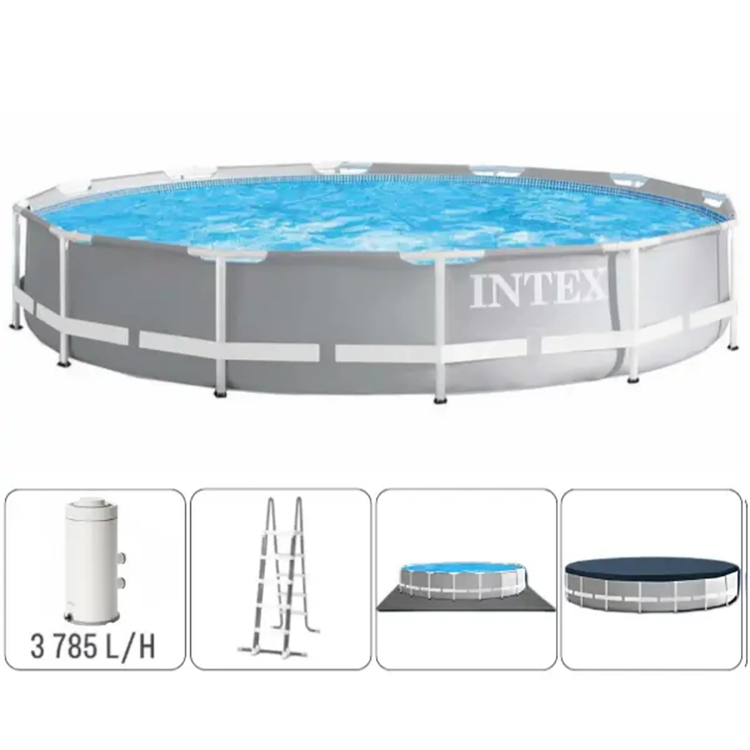 INTEX Piscină PRISM FRAME PREMIUM 457×107сm, 14614L, cadru metalic, cu pompă de filtrare