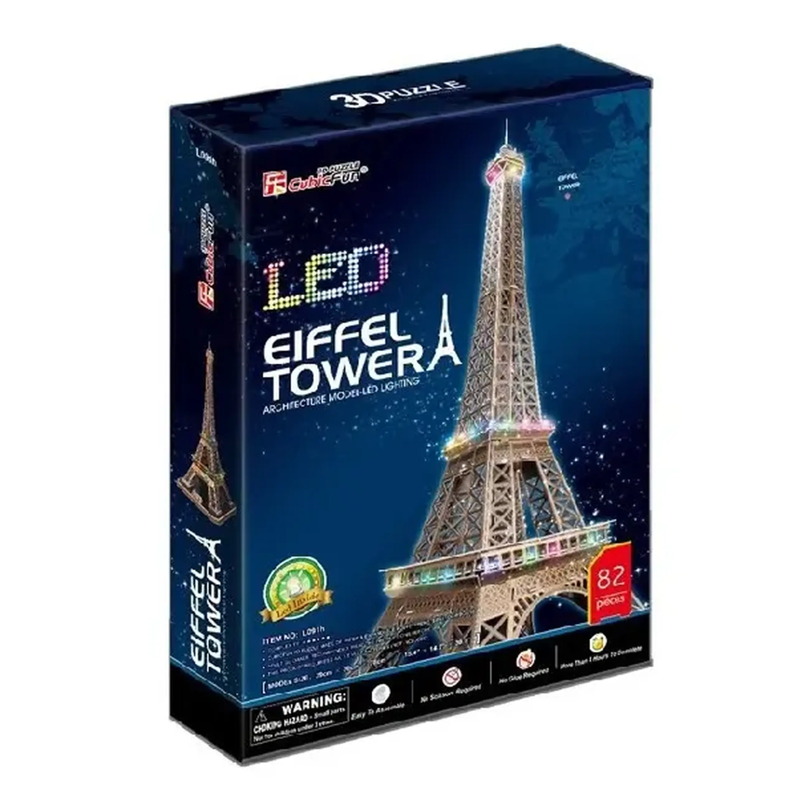 3D Puzzle „Turnul Eiffel” cu iluminare LED, 82 elemente