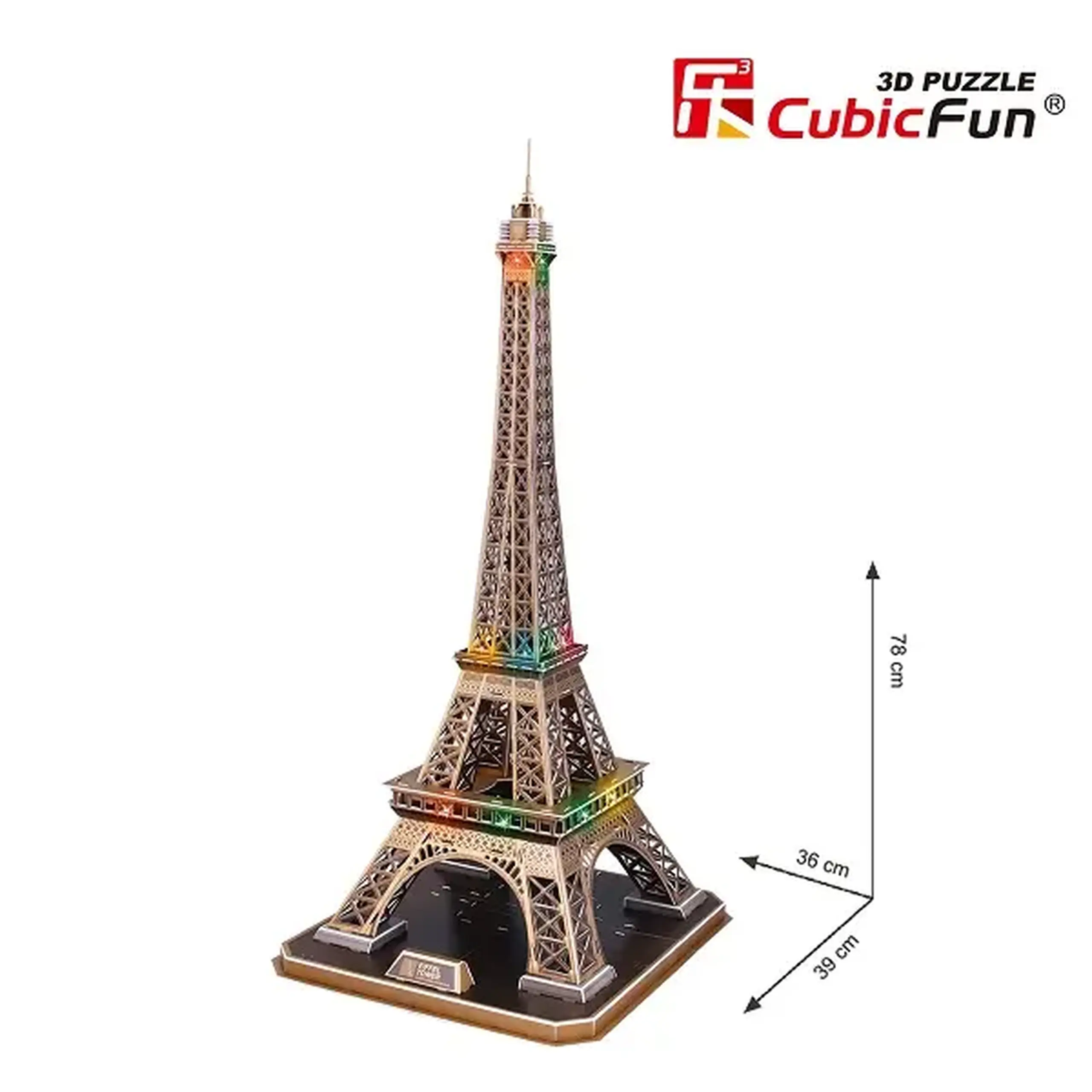 3D Puzzle „Turnul Eiffel” cu iluminare LED, 82 elemente