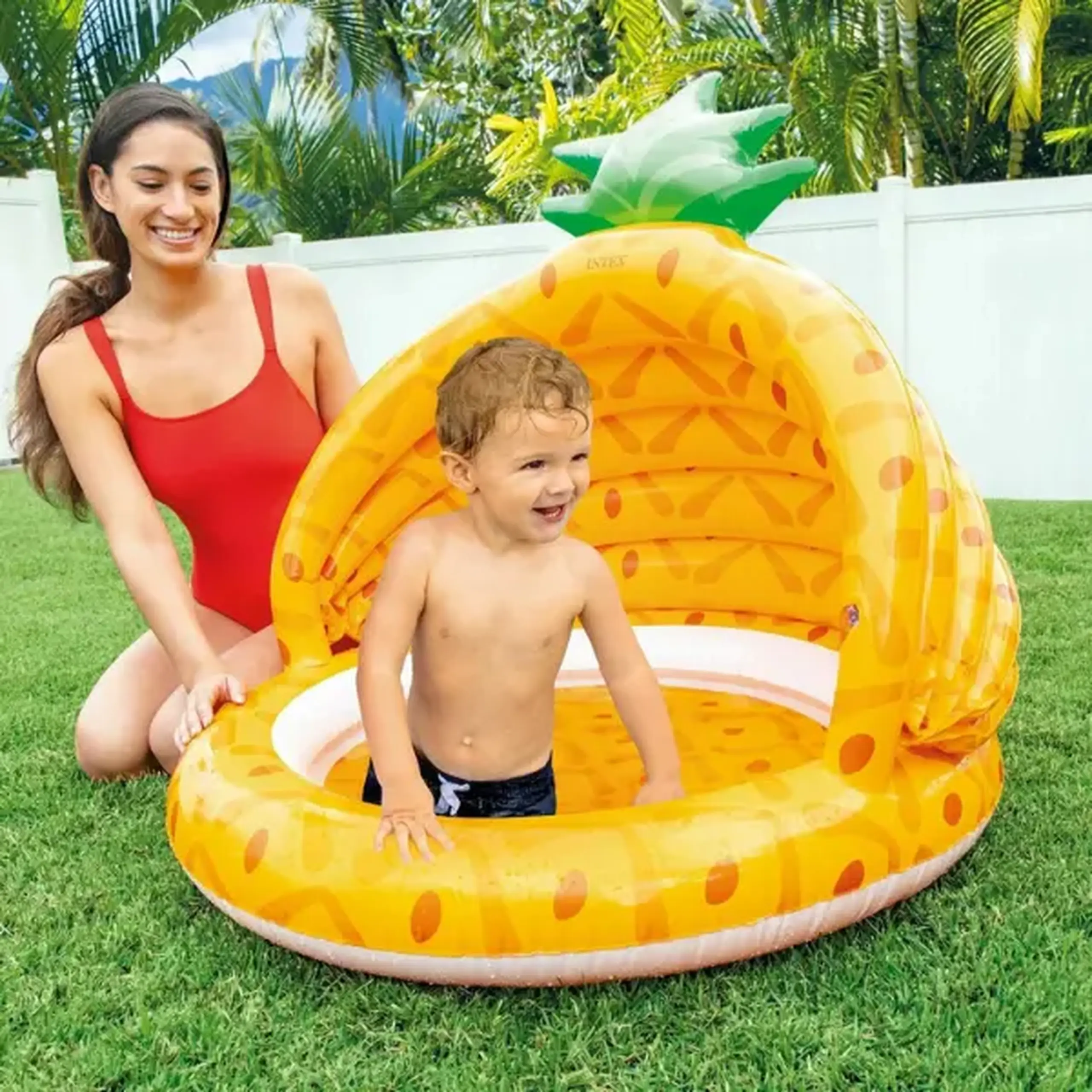 INTEX Piscină gonflabilă pentru copii cu baldachin "Ananas" 102х94 cm, 45 L, 1+