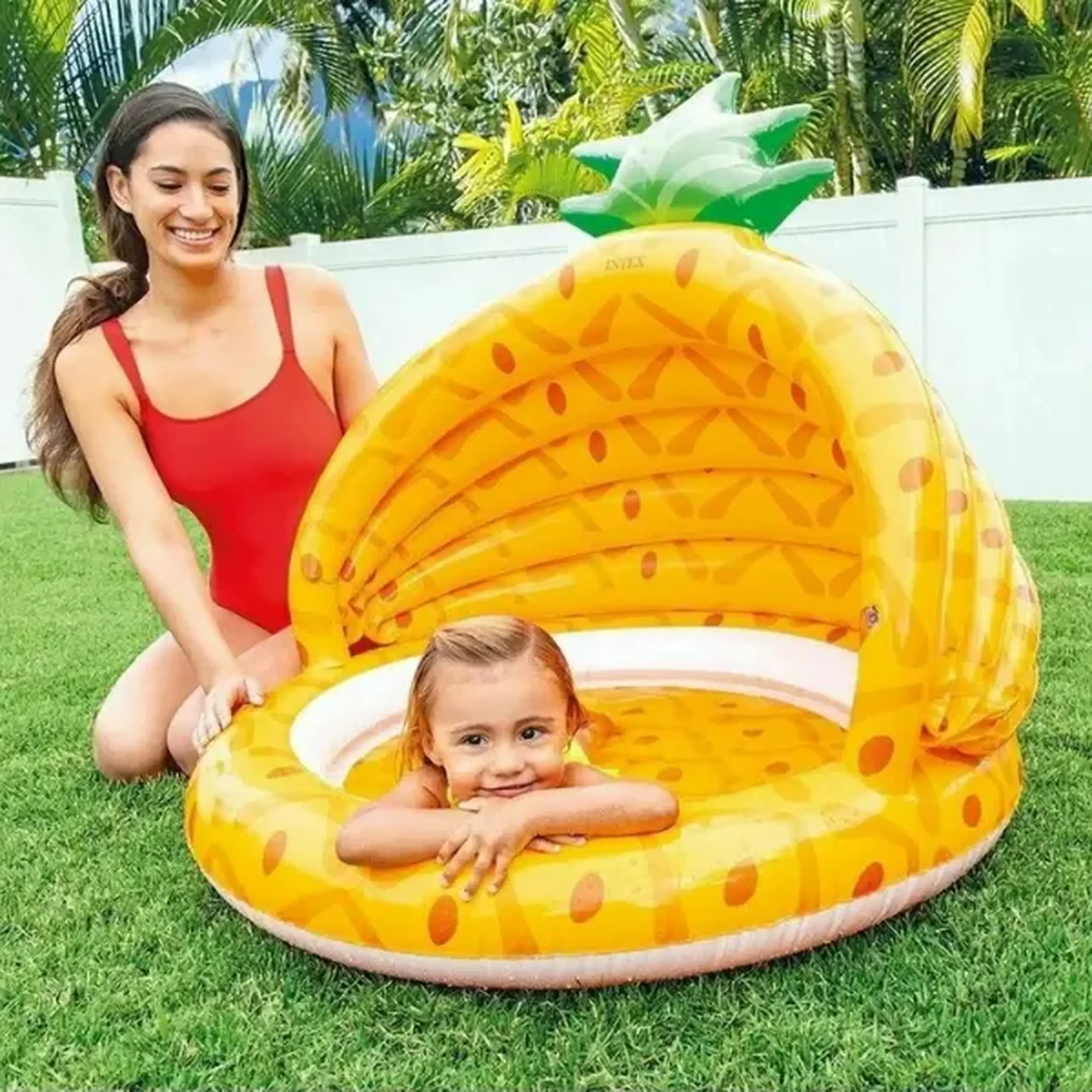 INTEX Piscină gonflabilă pentru copii cu baldachin "Ananas" 102х94 cm, 45 L, 1+