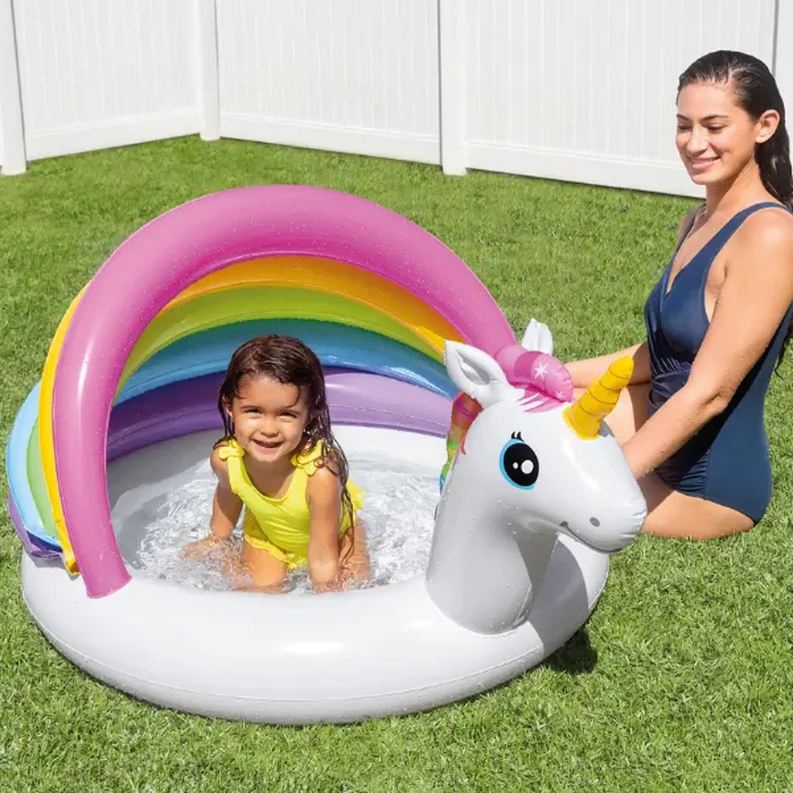 INTEX Piscină gonflabilă pentru copii cu baldachin “ Unicorn ” 127x102x69 cm, 45 L, 1-3 ani