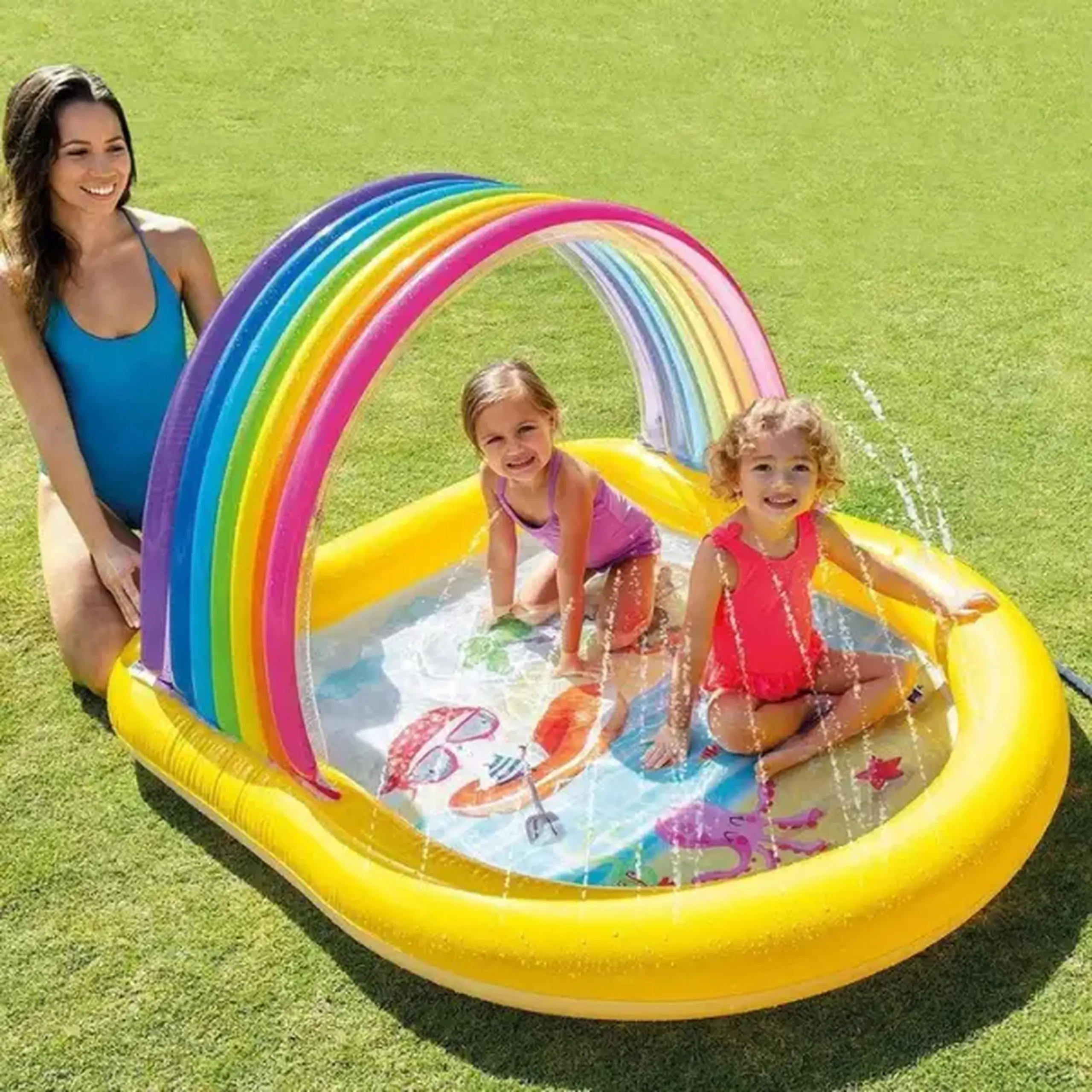 INTEX Piscină gonflabilă pentru copii cu baldachin și jeturi de apă 147x130x86 cm, 84 L, 2+