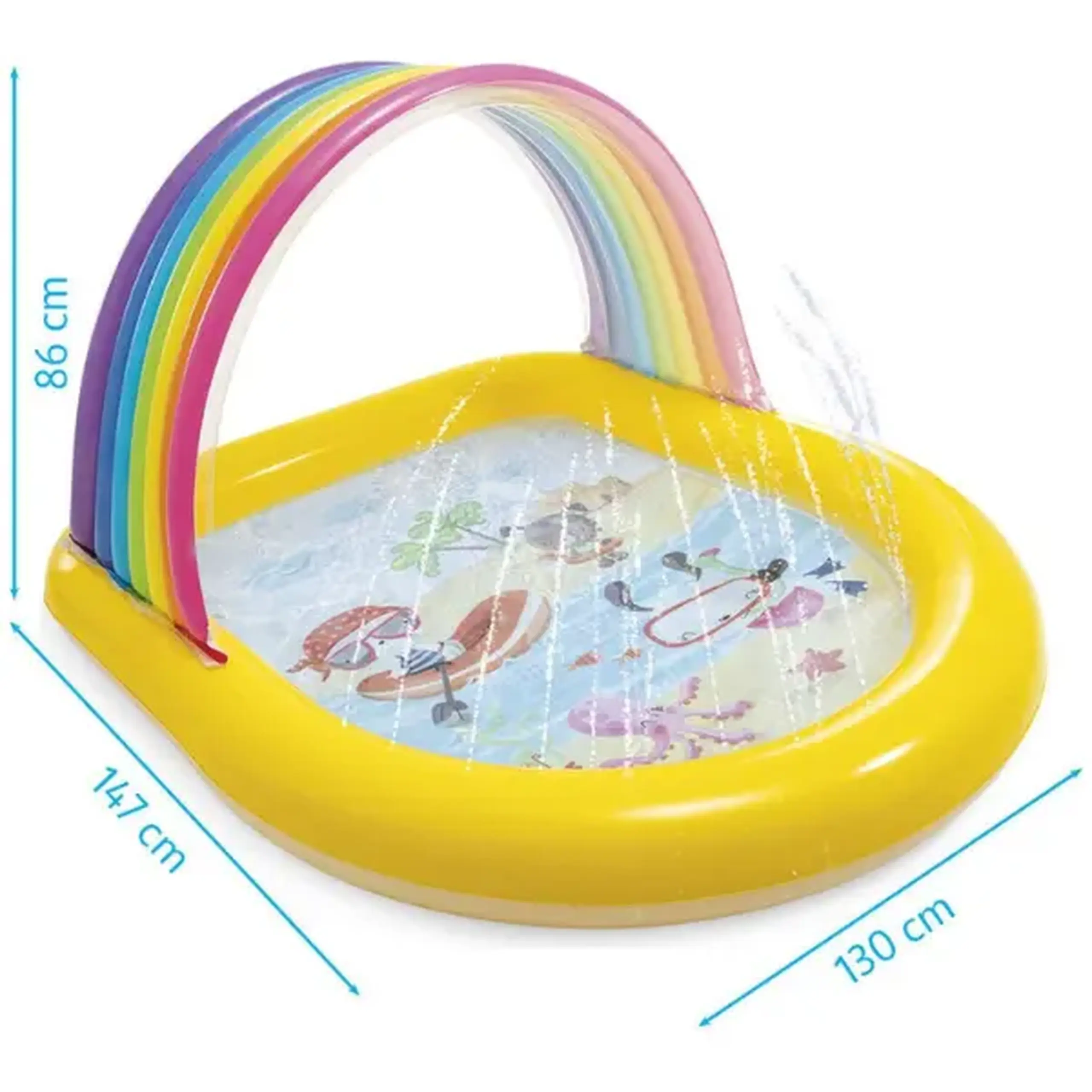 INTEX Piscină gonflabilă pentru copii cu baldachin și jeturi de apă 147x130x86 cm, 84 L, 2+