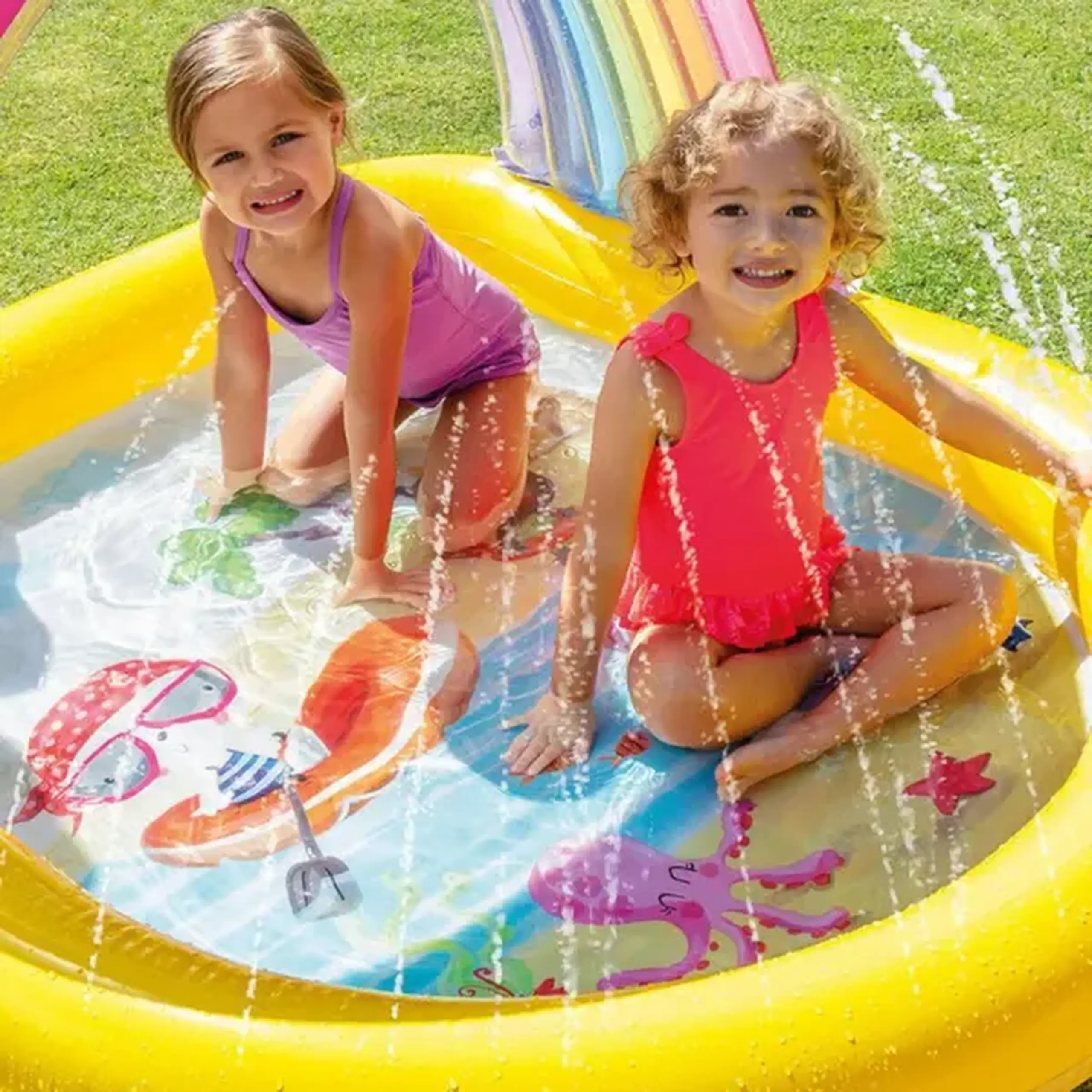 INTEX Piscină gonflabilă pentru copii cu baldachin și jeturi de apă 147x130x86 cm, 84 L, 2+