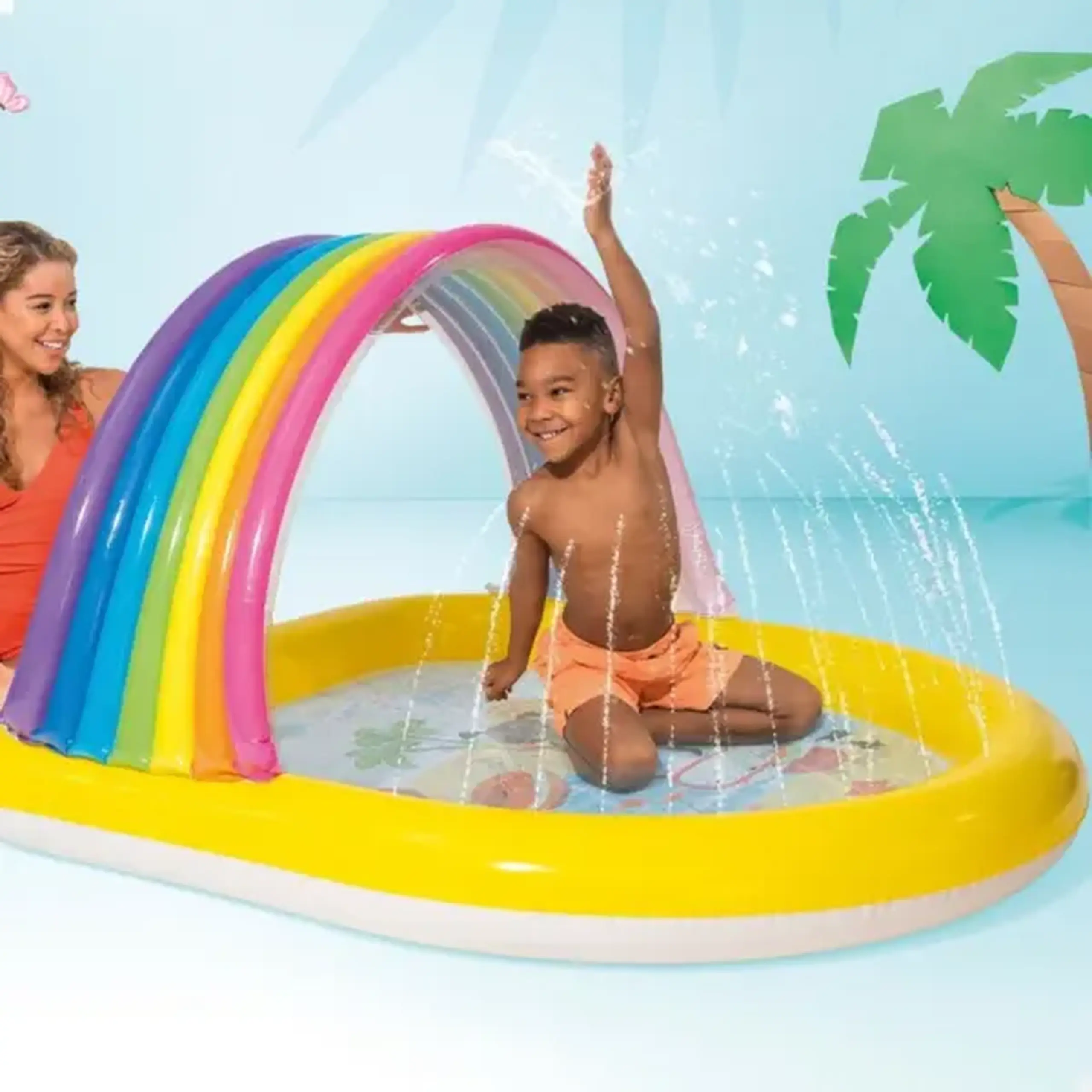 INTEX Piscină gonflabilă pentru copii cu baldachin și jeturi de apă 147x130x86 cm, 84 L, 2+
