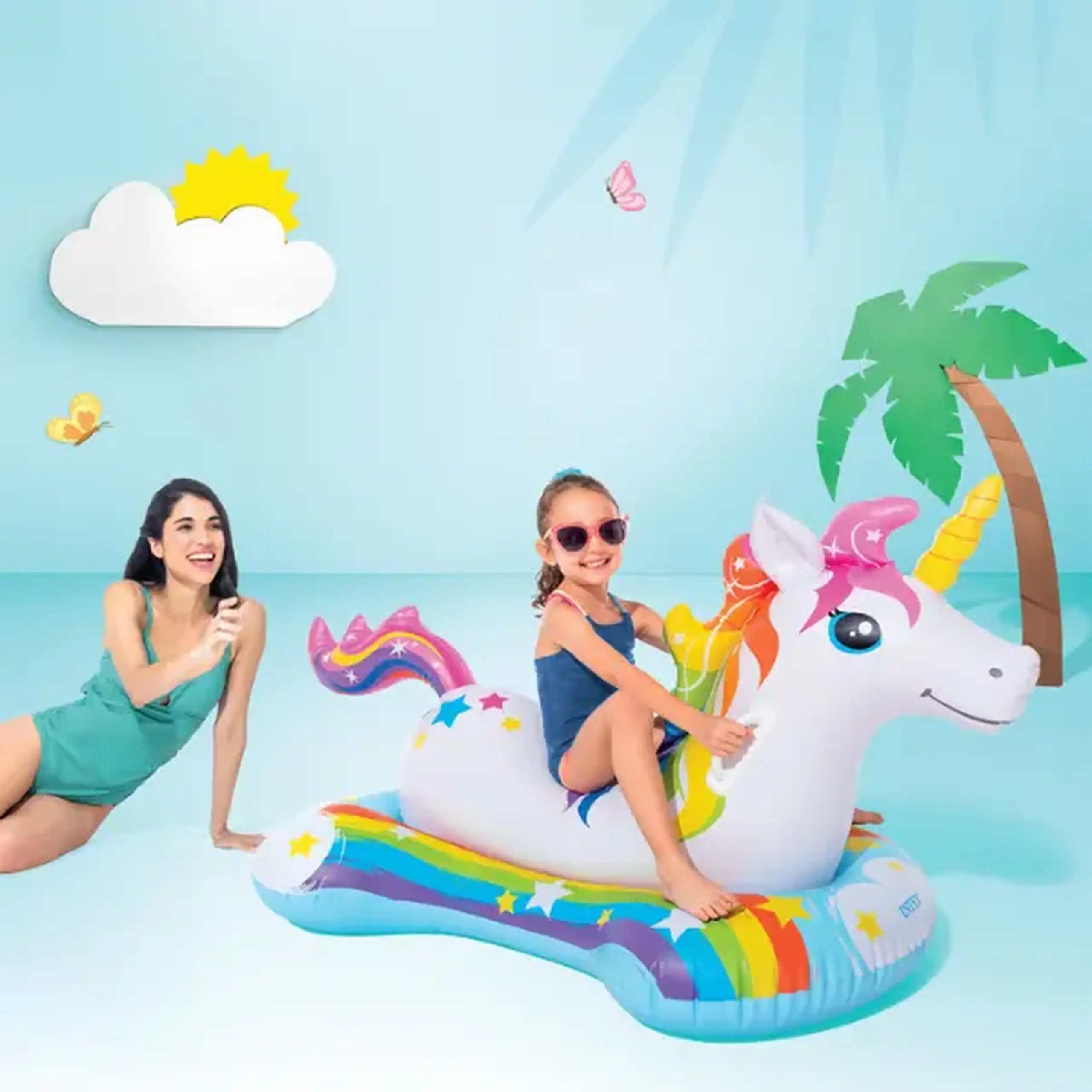 INTEX Plută-saltea gonflabilă “Unicorn” cu mânere, 163х86 cm, până la 40 kg, 3+