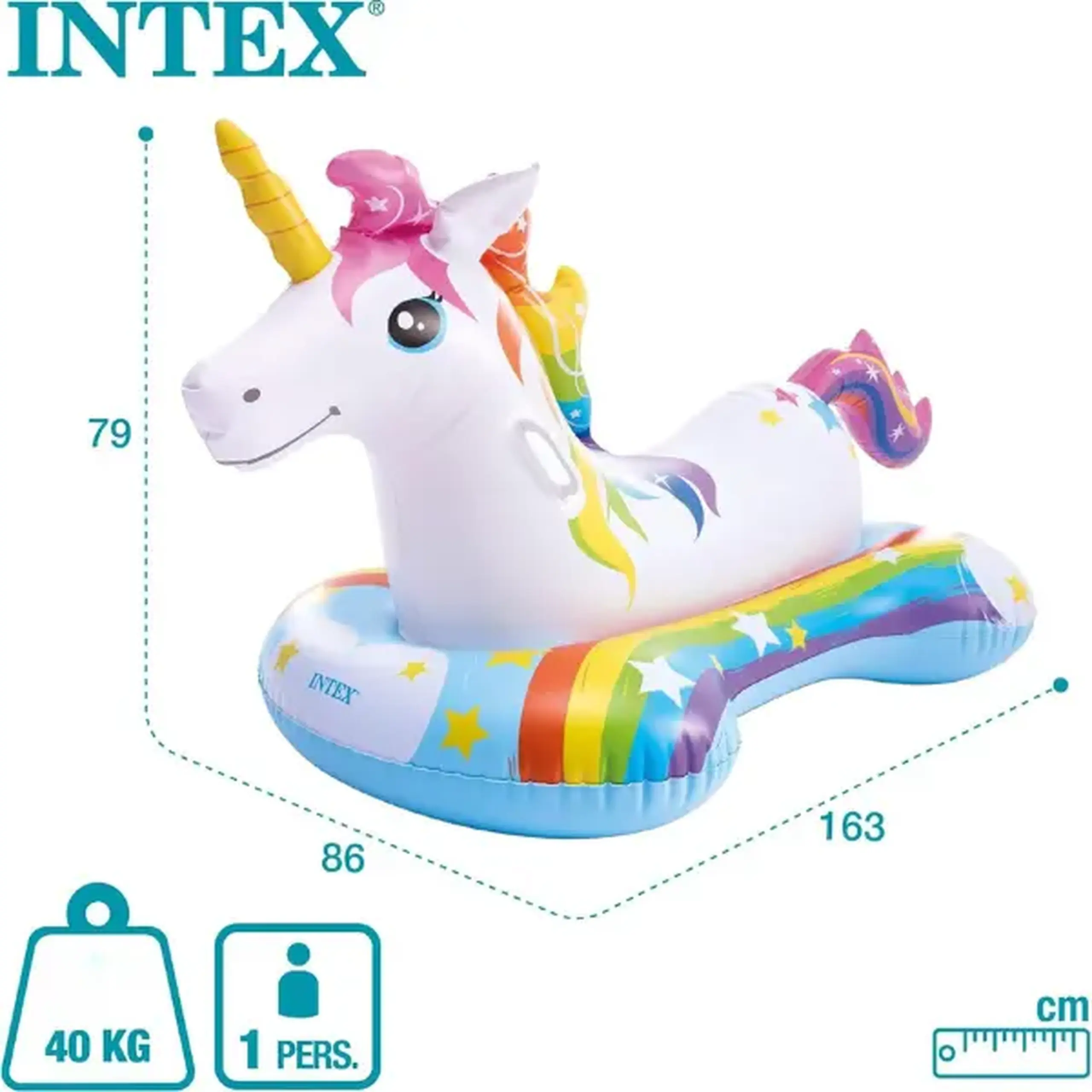 INTEX Plută-saltea gonflabilă “Unicorn” cu mânere, 163х86 cm, până la 40 kg, 3+