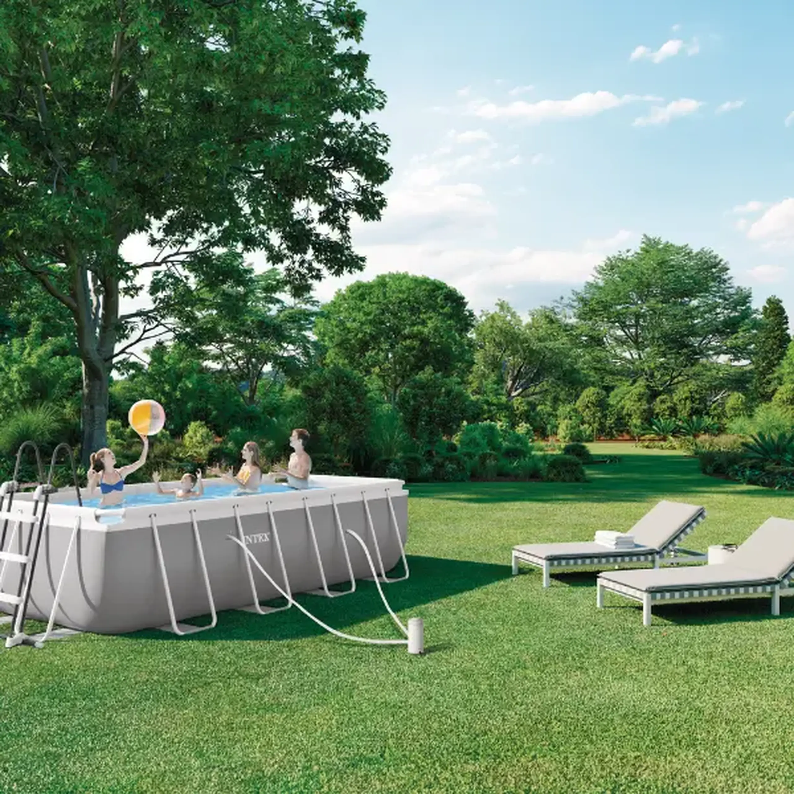 INTEX Piscină PRISM FRAME RECTANGULAR 400x200x122cm, 8418L, cadru metalic, cu pompă de filtrare