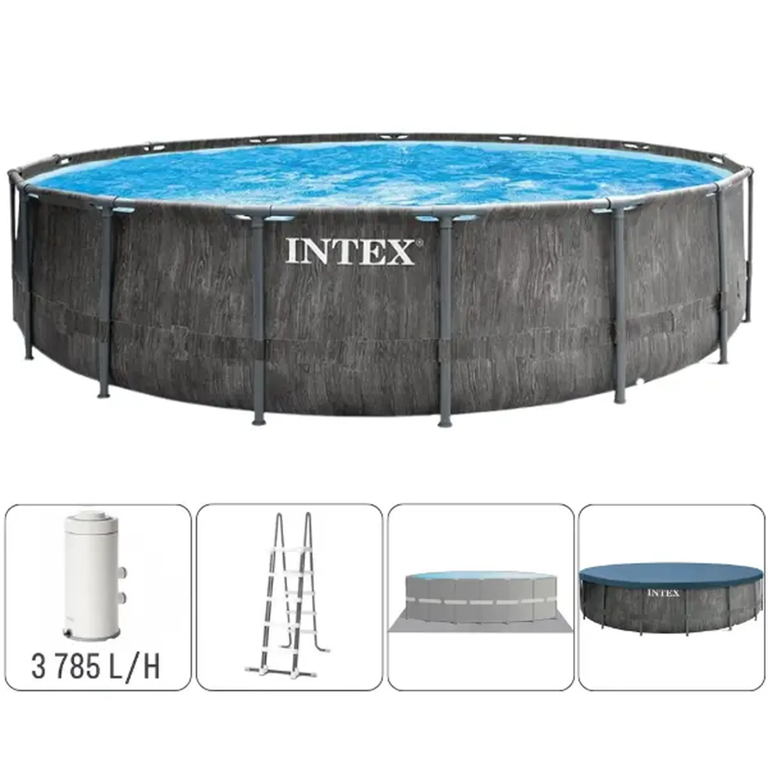 INTEX Piscină GREYWOOD PRISM FRAME PREMIUM 457×122cm, 16805L, cadru metalic, cu pompă de filtrare