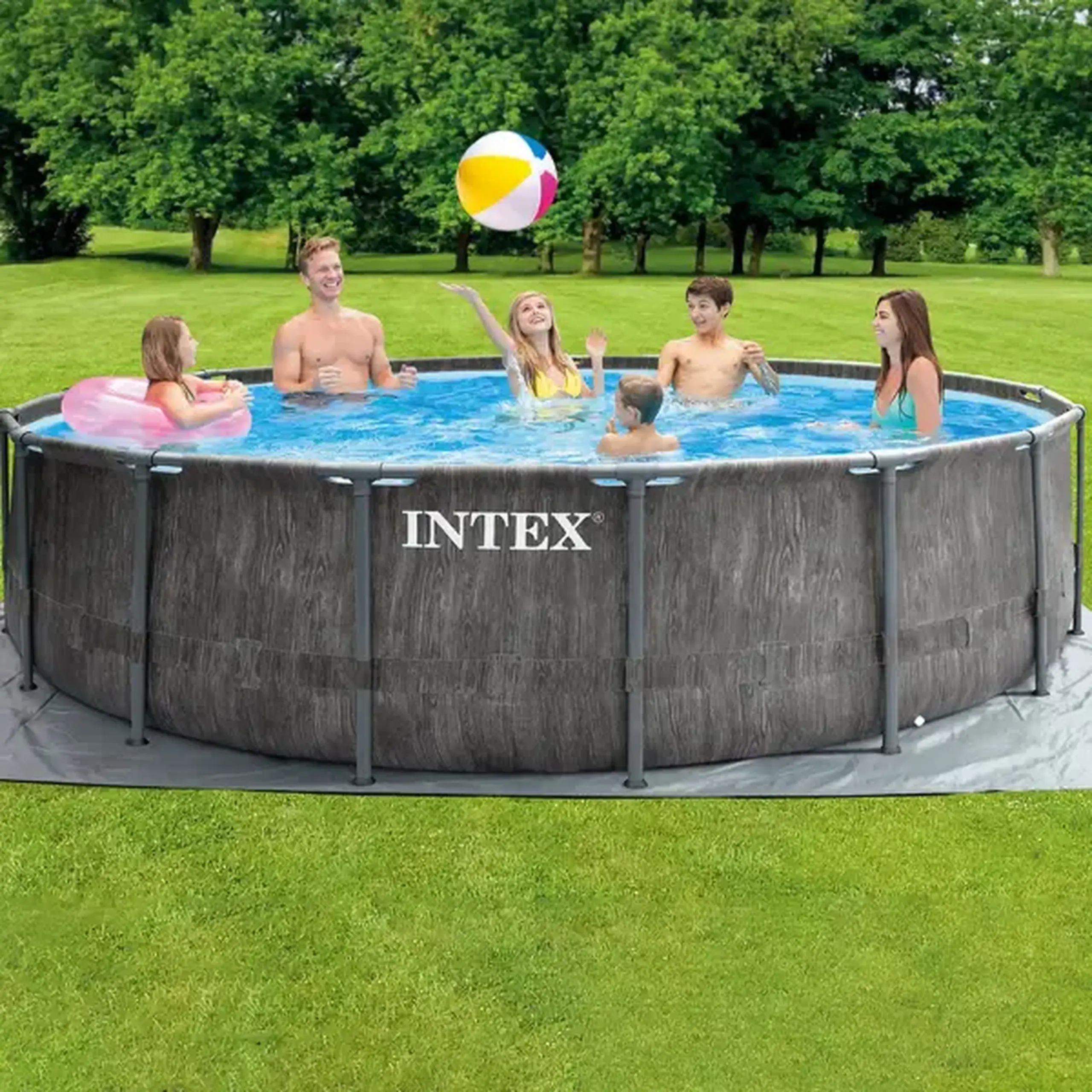 INTEX Piscină GREYWOOD PRISM FRAME PREMIUM 457×122cm, 16805L, cadru metalic, cu pompă de filtrare