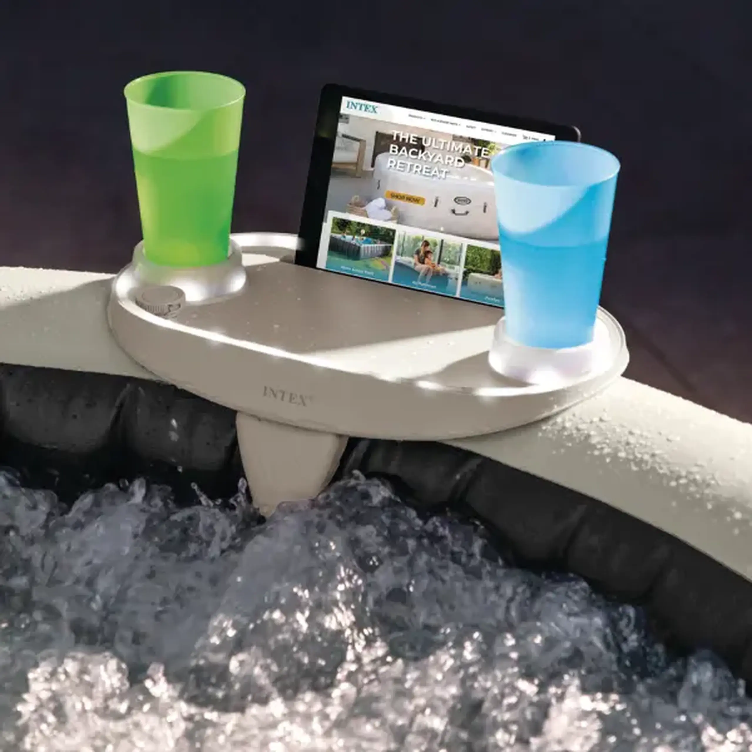 INTEX Tavă iluminată cu LED 45x26x16 cm pentru piscine-SPA, cu suport pentru tabletă și 2 suporturi pentru pahare