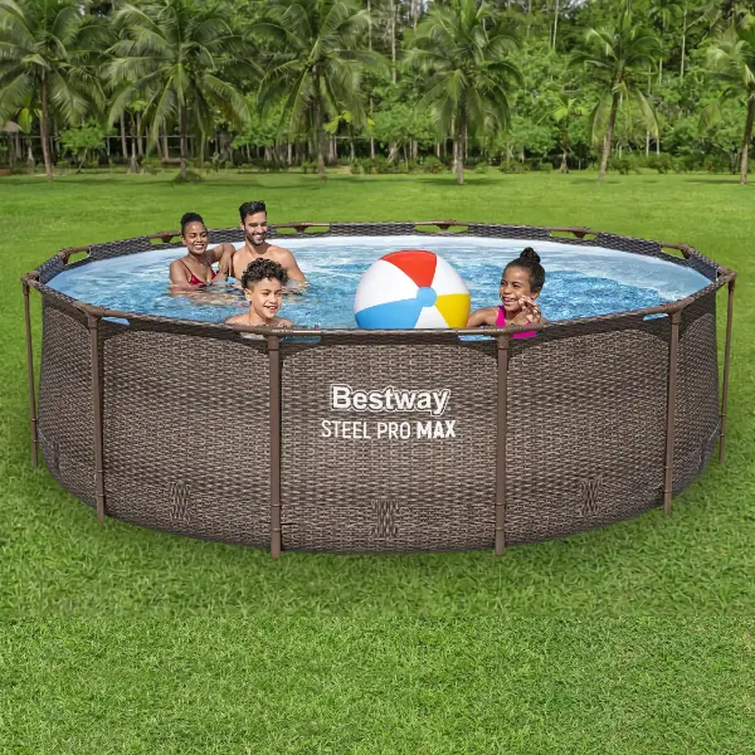 Bestway Piscina STEEL PRO MAX Round Rotang 366x100 cm, 9150L, cadru metalic