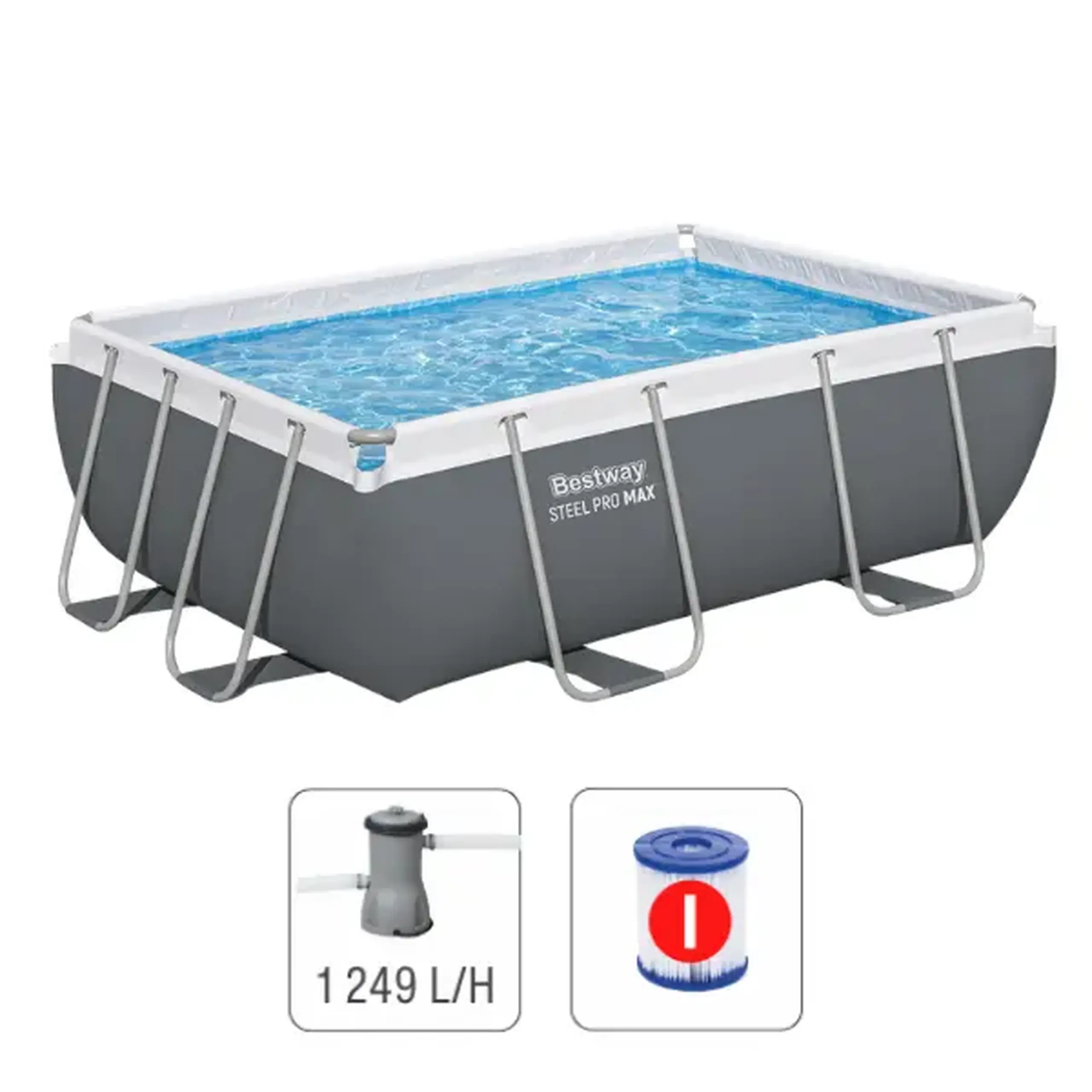 Bestway Piscină STEEL PRO MAX Rectangular 282x196x84 cm, 3662L, cadru metalic