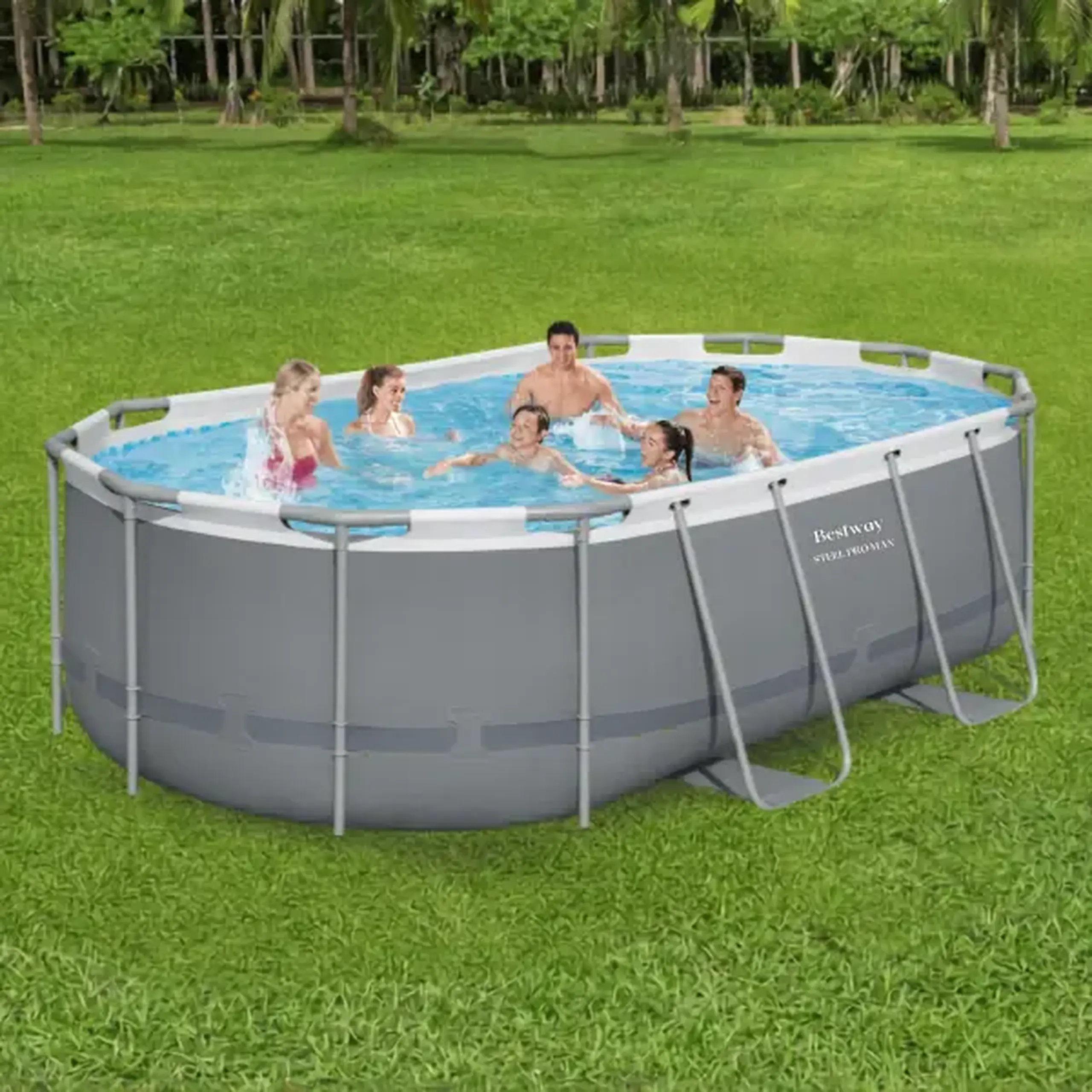 Bestway Piscina STEEL PRO MAX Oval 427x250x100 cm, 7250L, cadru metalic