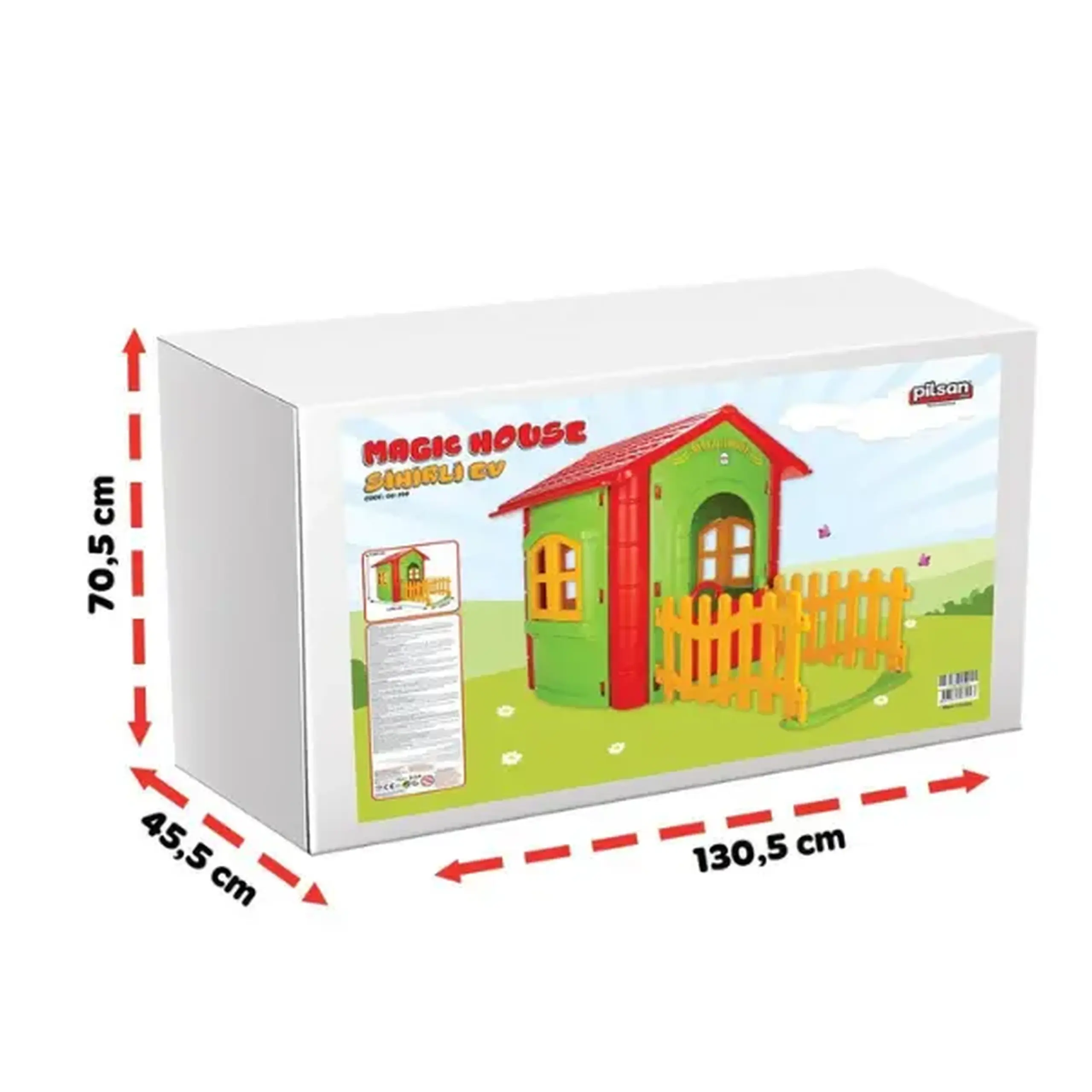 Căsuța Magică cu gard, 131x168x112 cm, verde